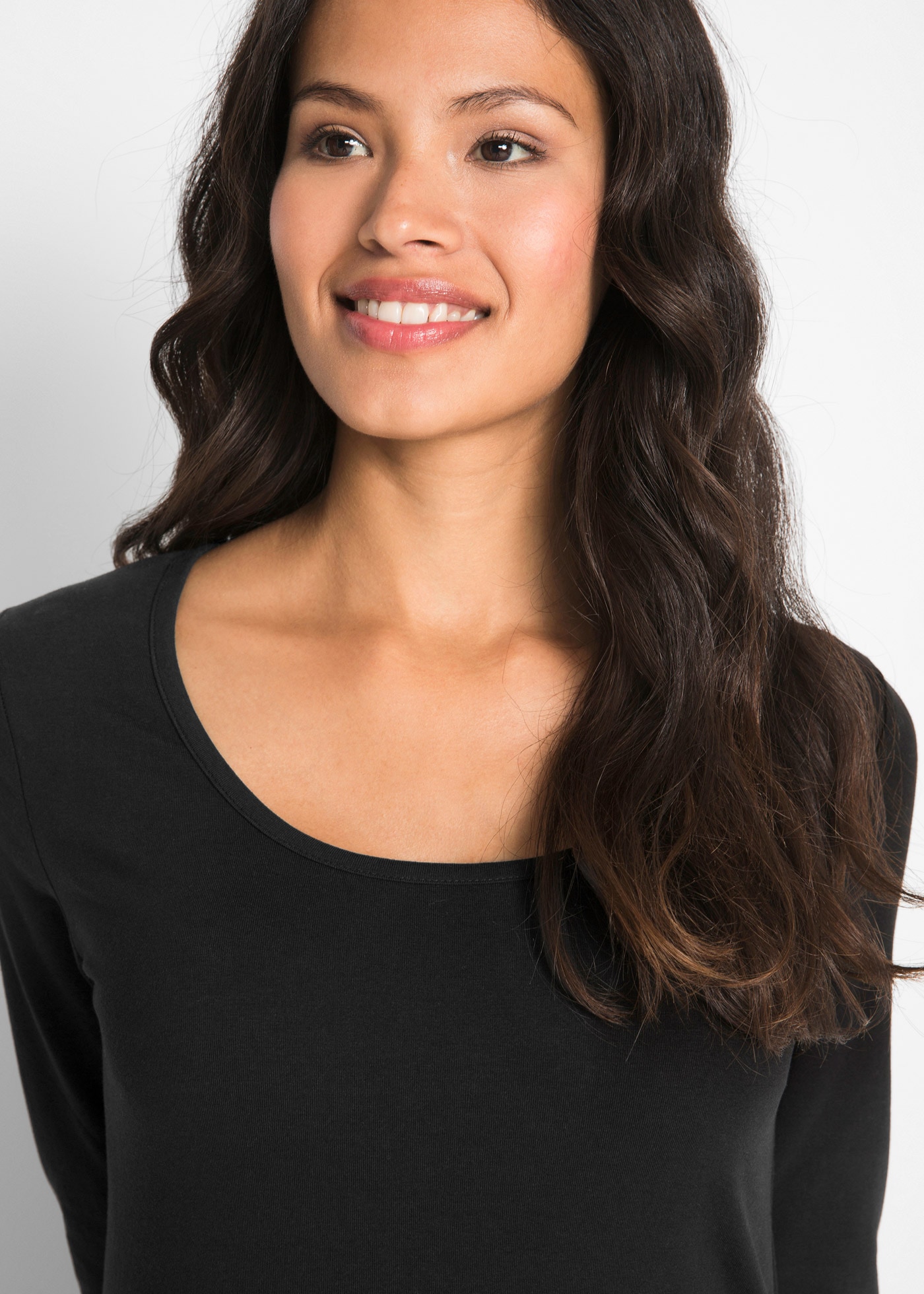 bonprix Langarmshirt eng anliegende Passform, mit Rundhalsausschnitt, mit Doppelnähten