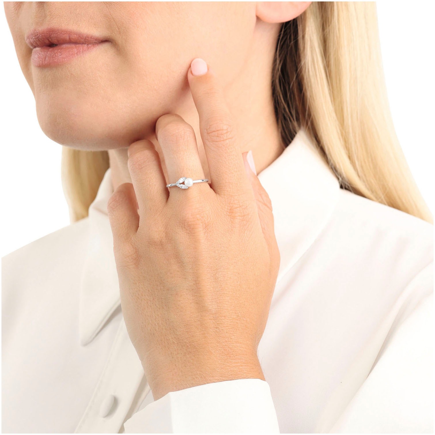 Amor Fingerring »2037247/-48/-49/-50/-51«, mit Zirkonia (synth.) - mit Süßwasserzuchtperle