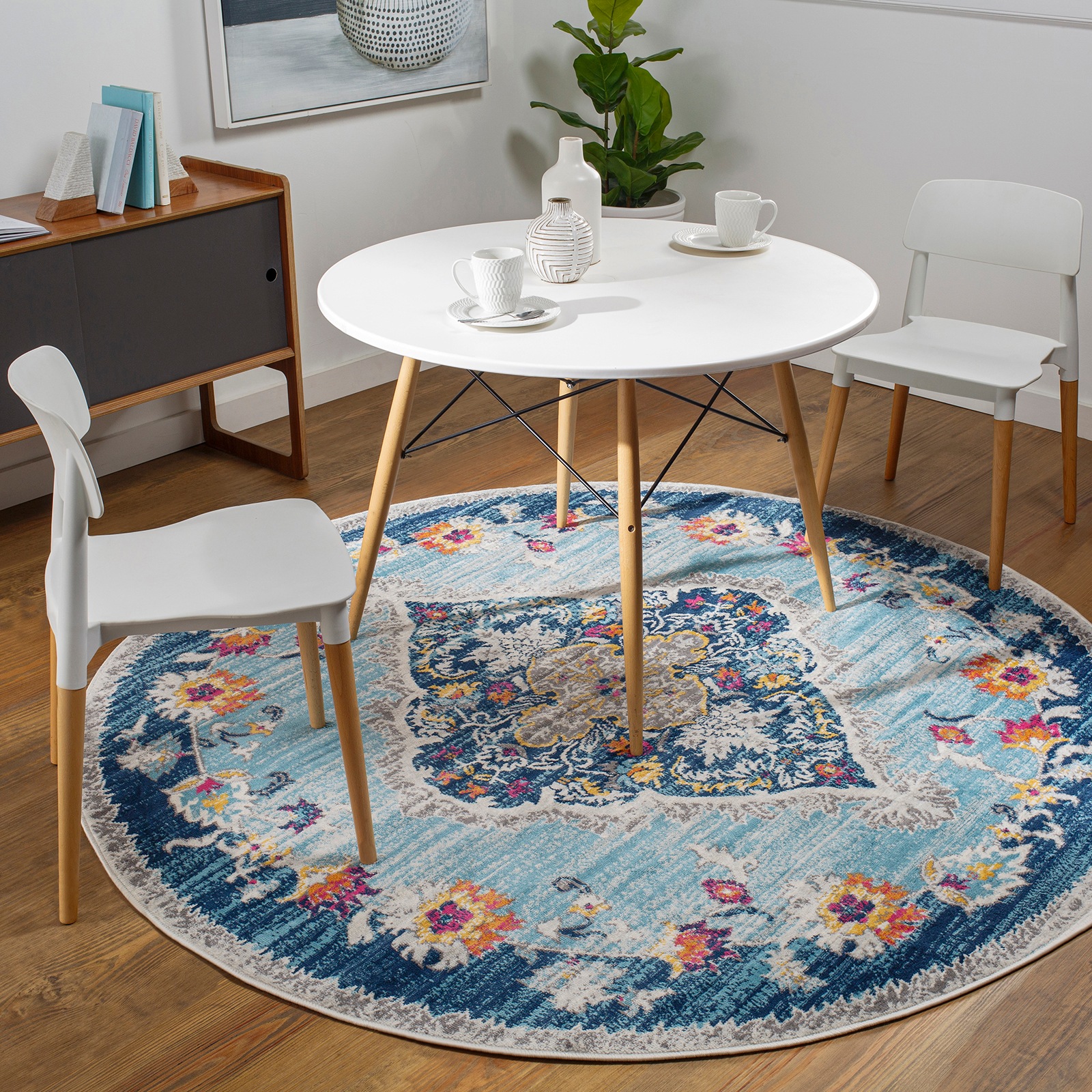 Livabliss Teppich »Traditional«, rund, 10 mm Höhe, Vintage Orientteppich, Kurzflor Boho Wohnzimmerteppich, Läufer