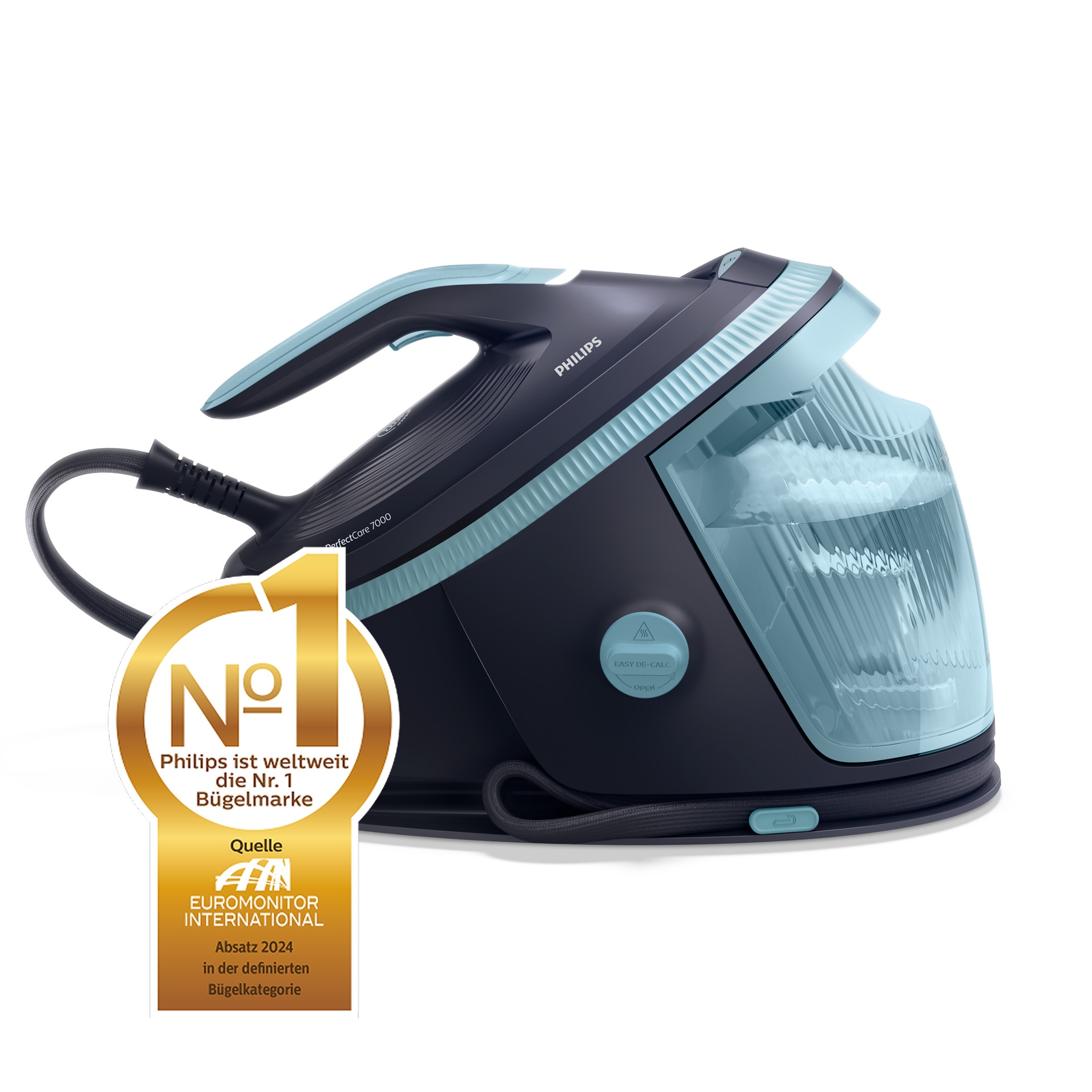 Philips Dampfbügelstation »PerfectCare 7000 Series PSG7200/20, Blau« 1,5 ml Wassertank 2.850 Watt, OptimalTemp & TurboPower-Dampfmotor, 600 gr Dampfstoß