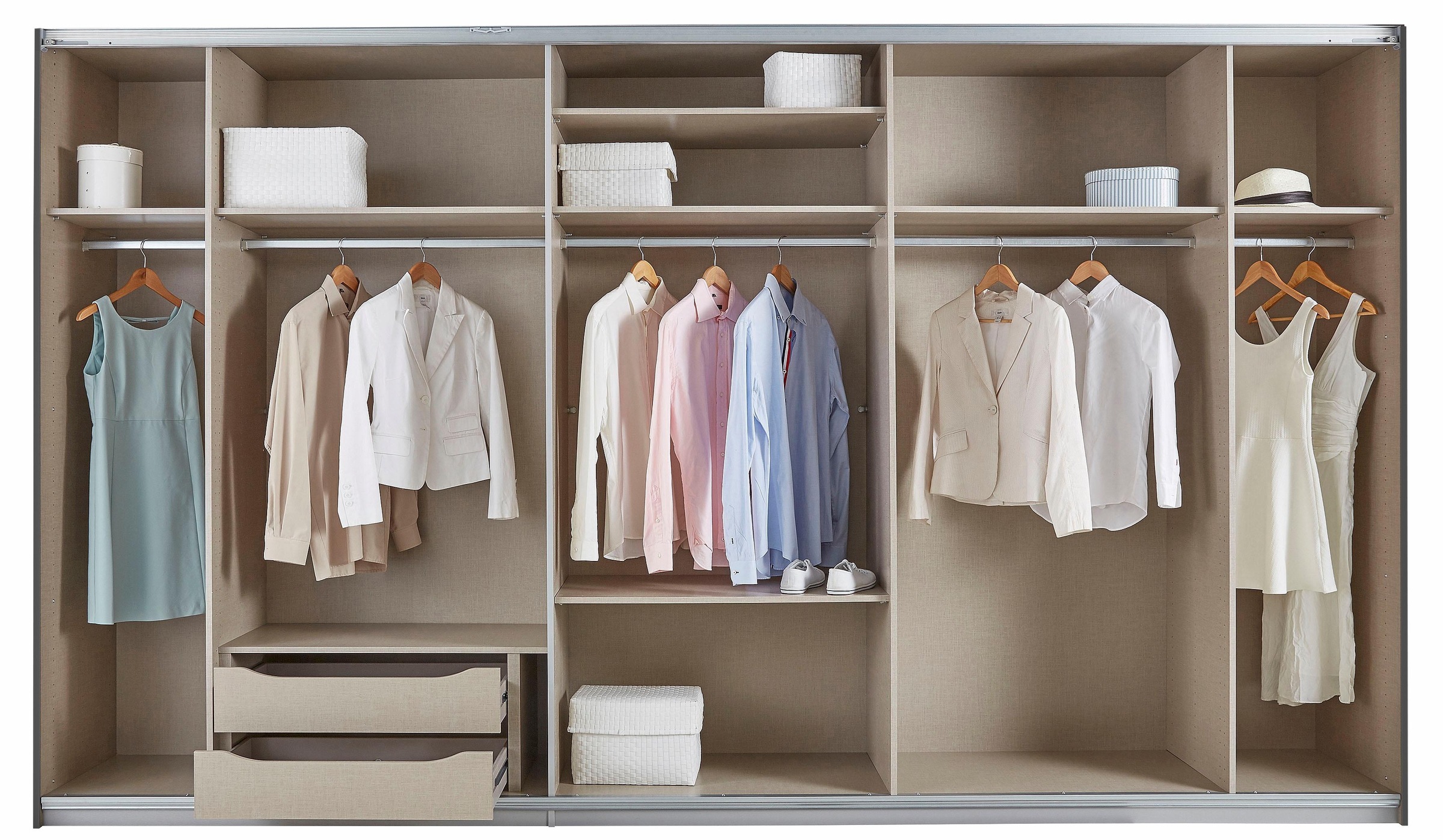 rauch Schwebetürenschrank »Kleiderschrank Schrank Garderobe Schlafzimmerschrank TUBONA«, inkl. Schubkasteneinsatz und zusätzlichen Einlegeböden MADE IN GERMANY