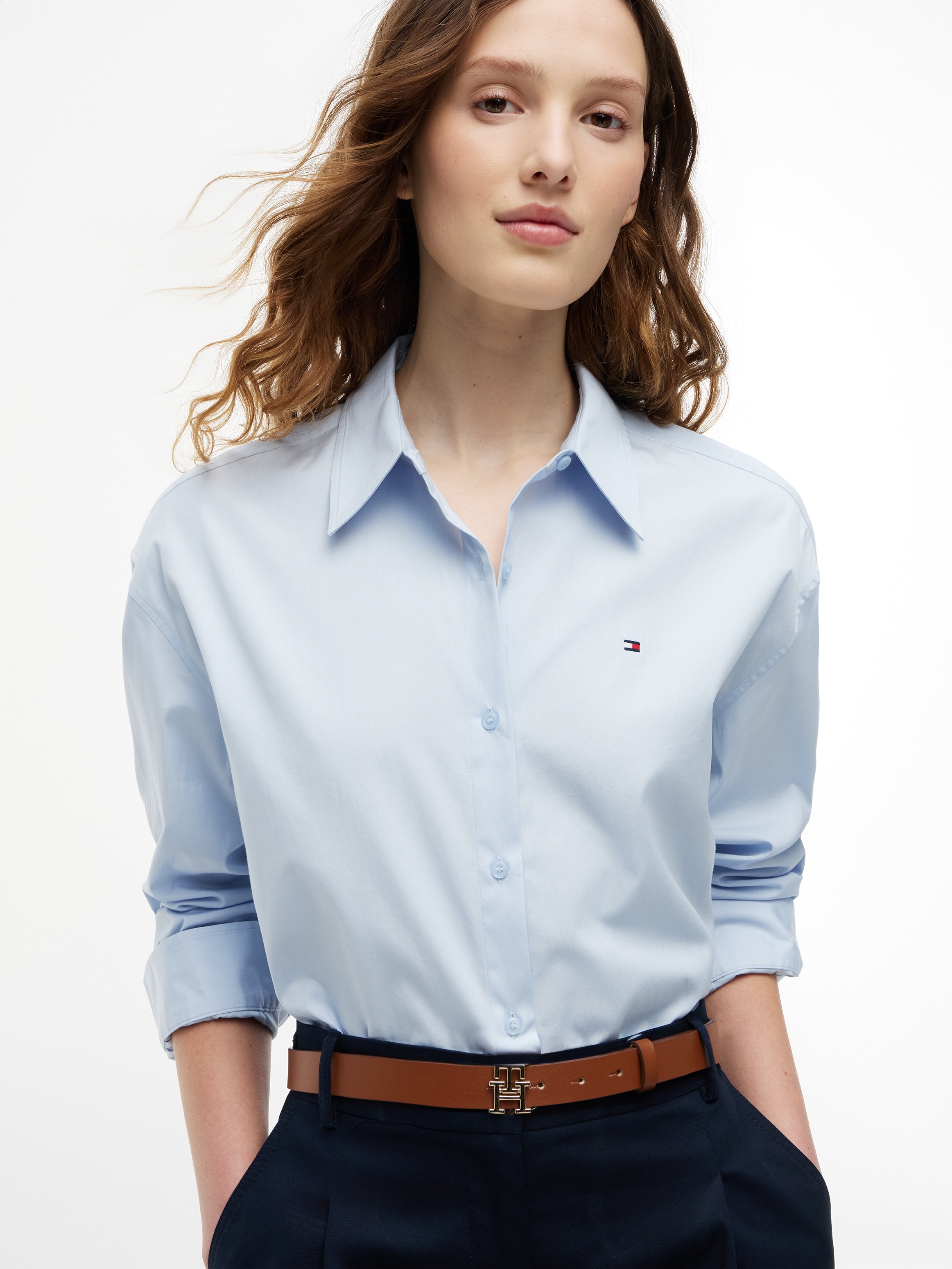 Tommy Hilfiger Hemdbluse »SUMMER POPLIN LS BOXY SHIRT« Baumwolle, Boxy Fit