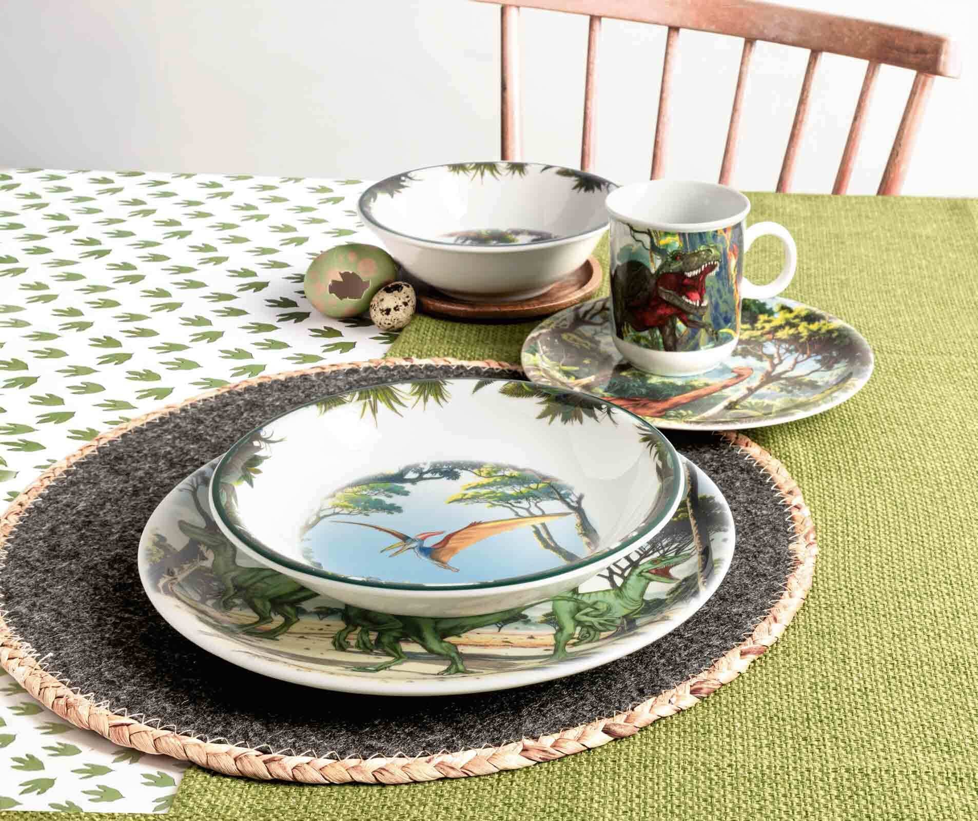 Seltmann Weiden Kindergeschirr-Set »Kindergeschirr Set Compact Dino 3er Set bunt« Spülmaschinengeeignet, Mikrowellengeeignet, Ofenfest, Salamandergeeignet, Kühlschrankgeeignet, Gefrierschrankgeeignet