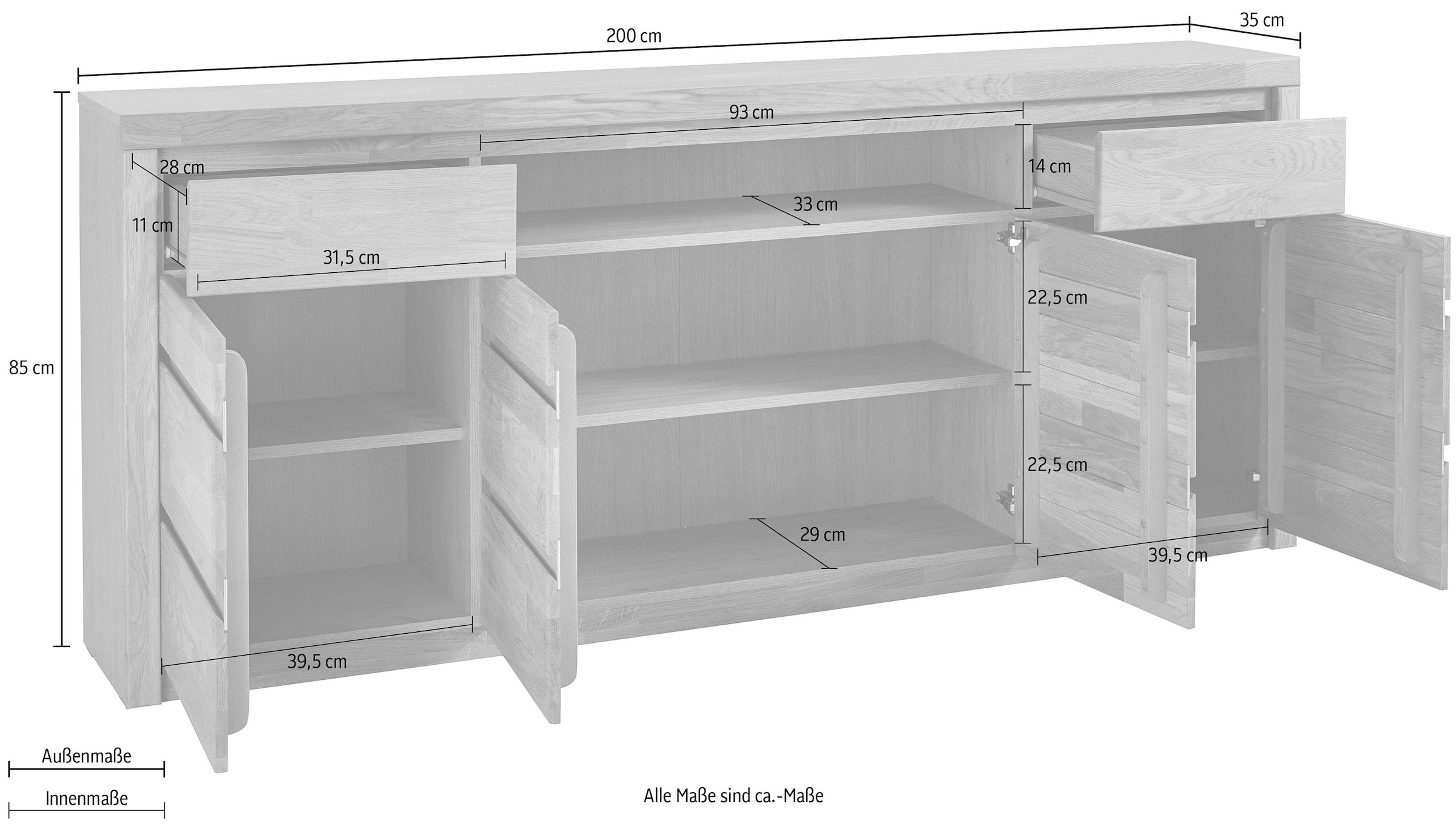 Home affaire Kommode »Silkeborg«, Breite 200 cm