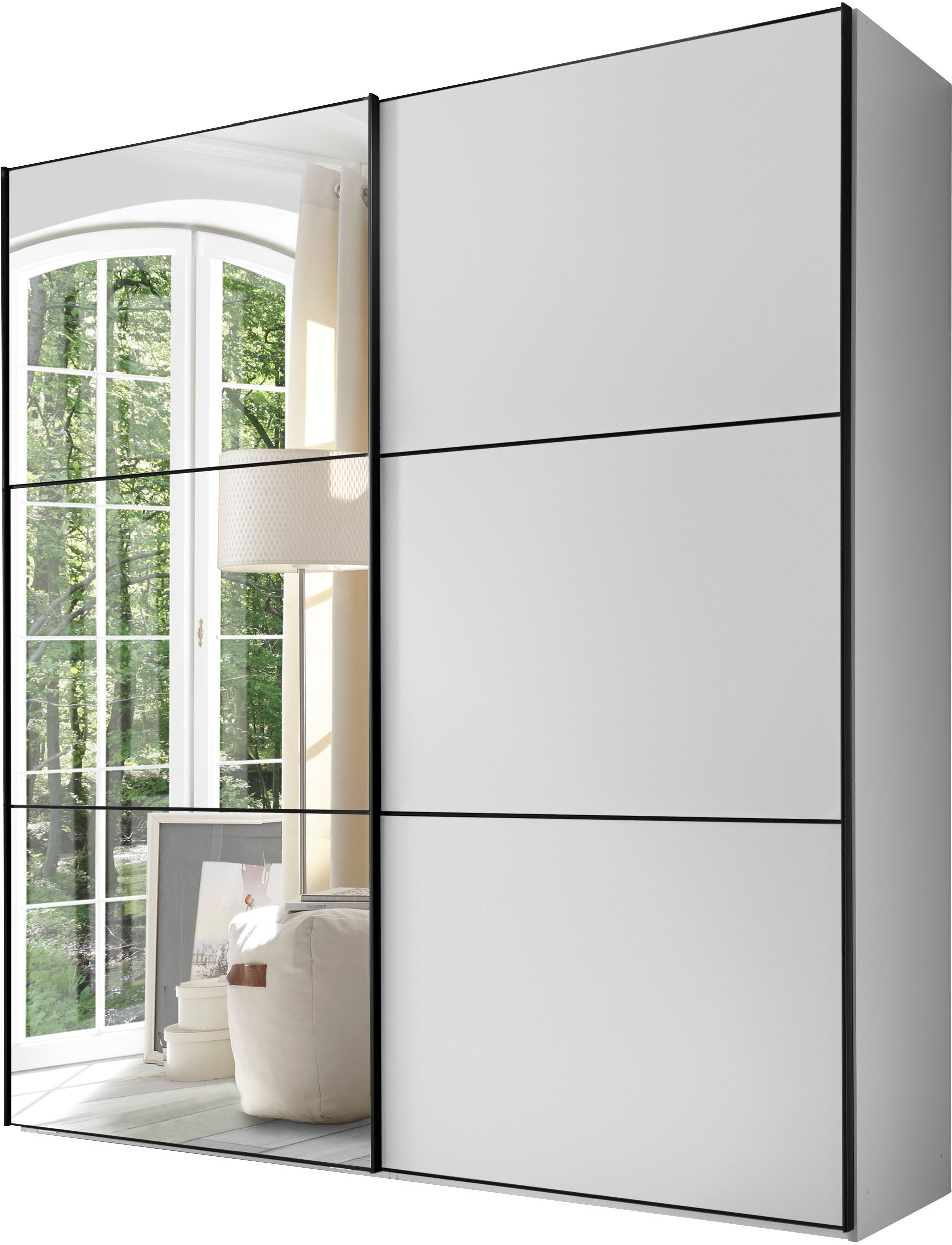 STAUD Schwebetürenschrank »Includo, Made in Germany« Mit Spiegeltüre und vier verschiedenen Ausstattungsvarianten