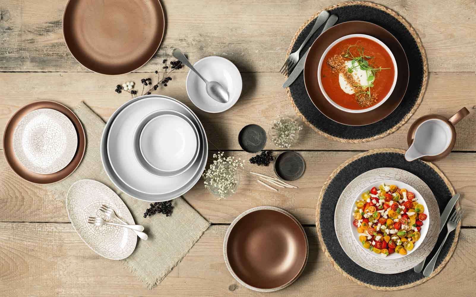 Seltmann Weiden Frühstücksteller »Frühstücksteller Liberty Krakelee ø 22,5 cm 6er Set weiß-bronze« Spülmaschinenfest, Mikrowellensicher, Ofenfest