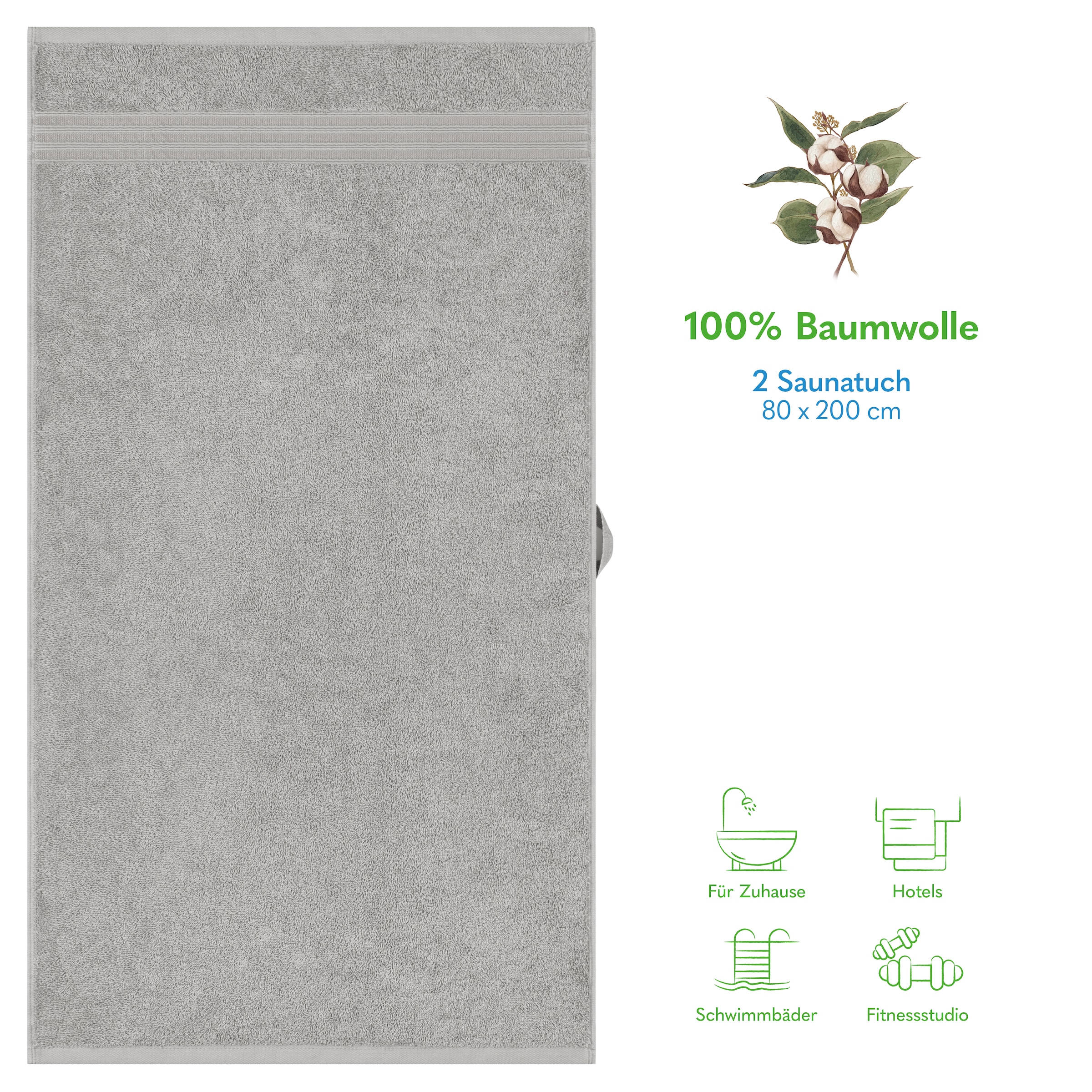 HAMMETEX Saunatuch »Hammetex 2er Set extra große Saunatücher« 100% Baumwolle – Weich & Saugfähig – Luxuriöse Große Spa-Badetücher
