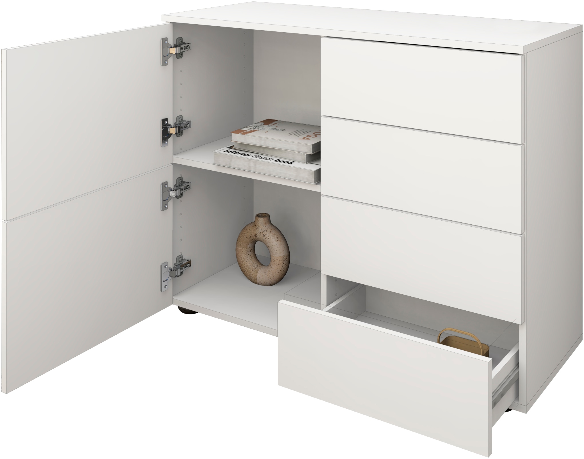 borchardt Möbel Kommode, Drucköffner (Push-To-Open), höhenverstellbare Einlegeböden