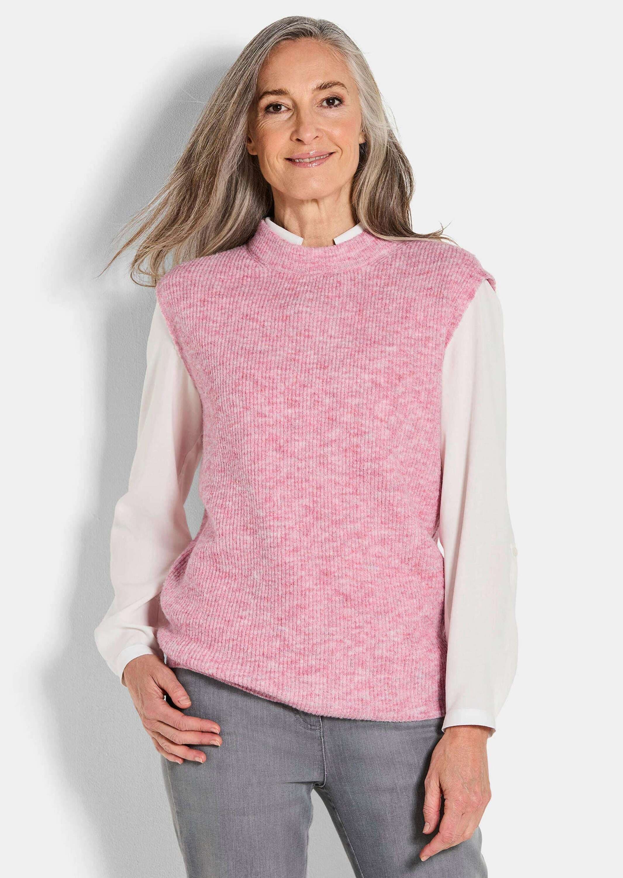 GOLDNER Rundhalspullover »Kurzgröße Edler Rippstrick Pullunder, Stehkragen«