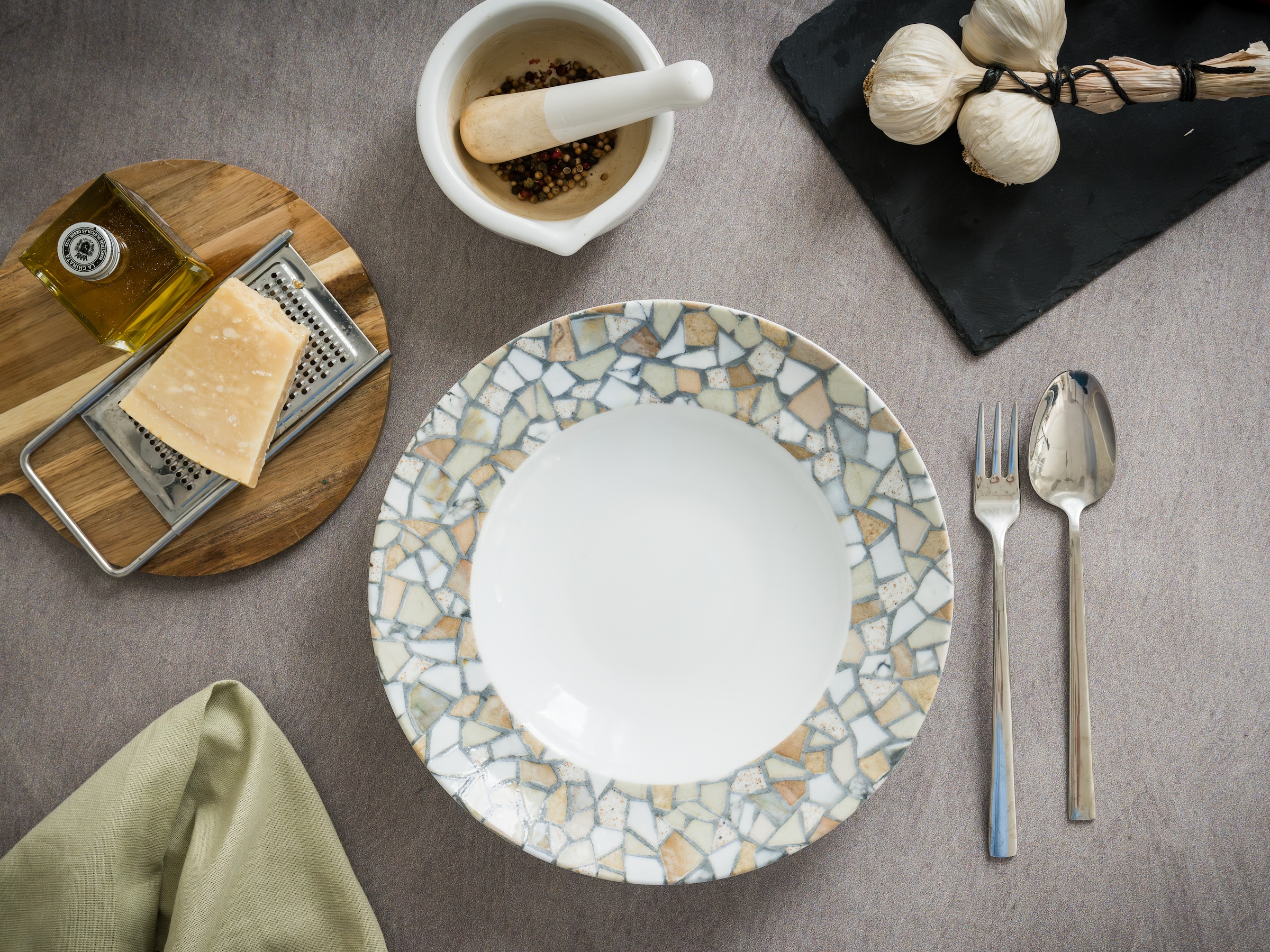 CreaTable Pastateller »Stone Collection Siena, Teller Set, 4-tlg.« Italienische Eleganz, Vielseitig einsetzbar