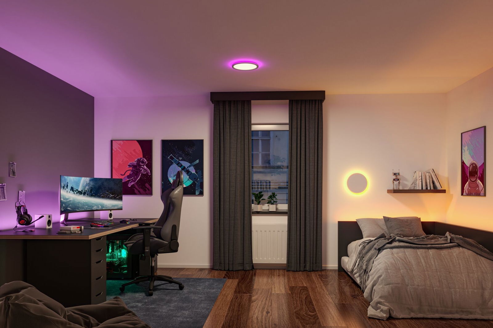 Paulmann LED Panel »LED Panel Atria Shine rund, RGB+ dimmbar« 1 Stk. Tageslichtweiß Farbwechsler & Farbsteuerung