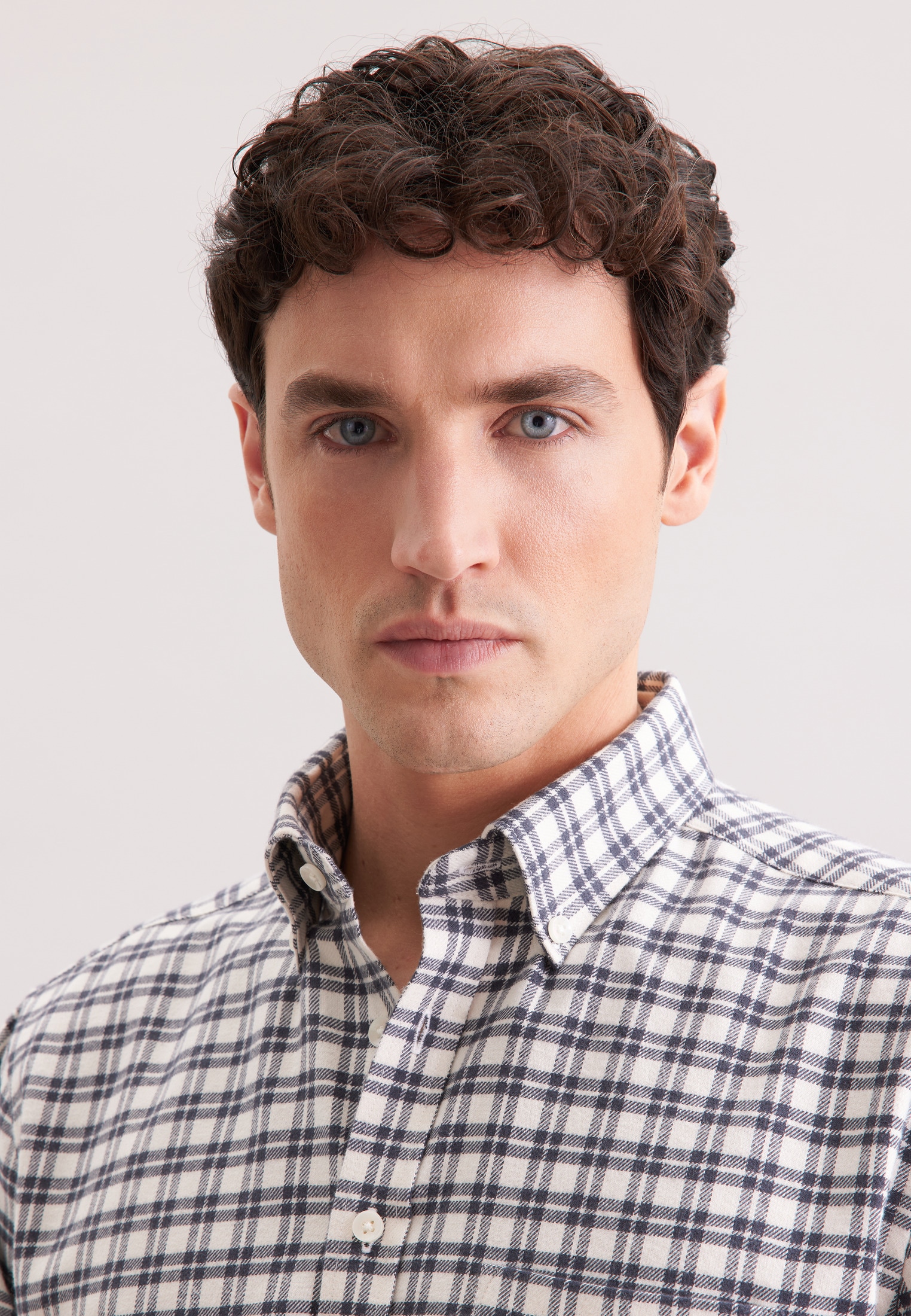 seidensticker Flanellhemd Regular 1/1 Button-Down-Kragen Karo
