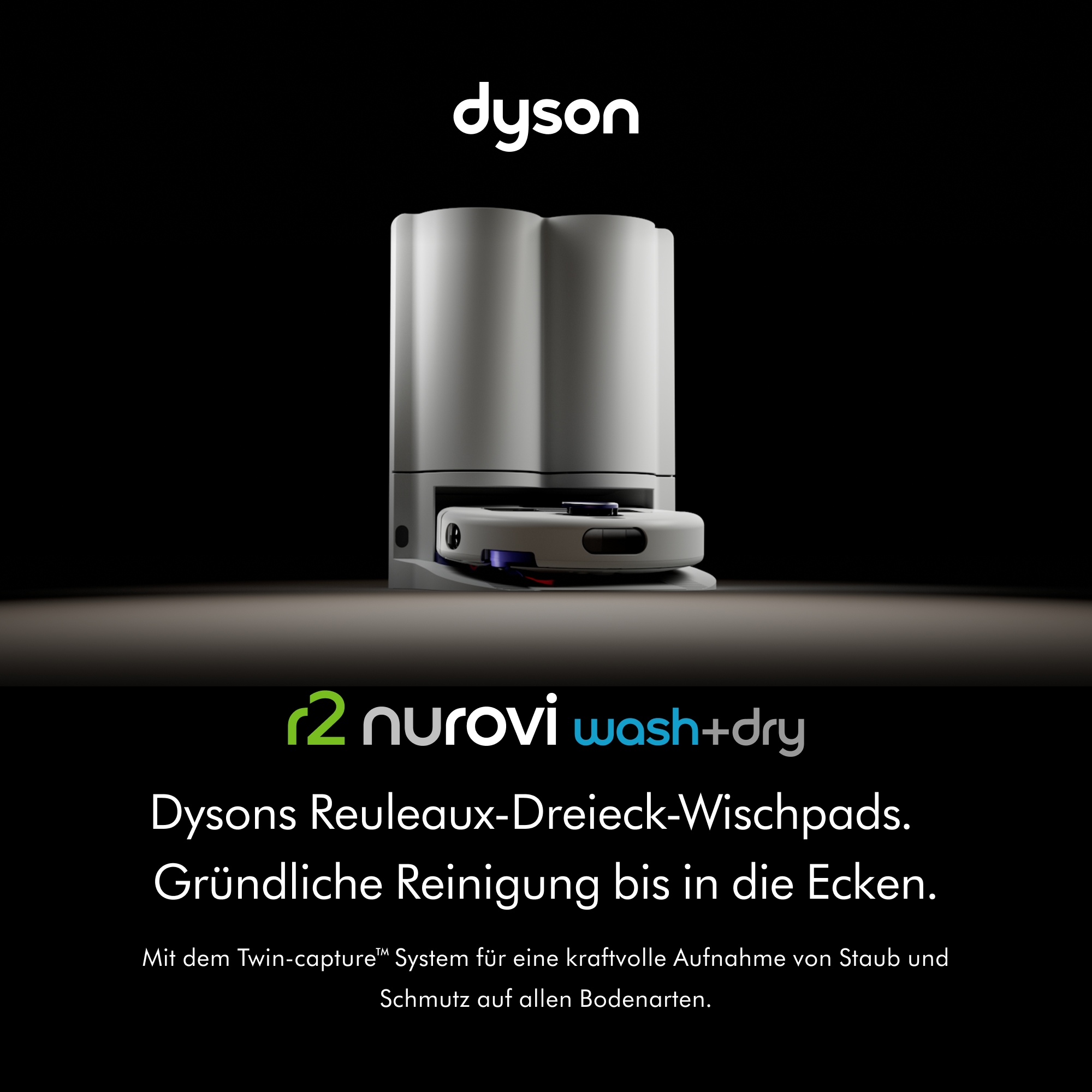DYSON Nass-Trocken-Saugroboter »Dyson R2 Nurovi™ Wash+Dry Saugroboter« 21.000 Pa Saugkraft; Twin-capture™-System; Reuleaux-Dreieck-Wischpads