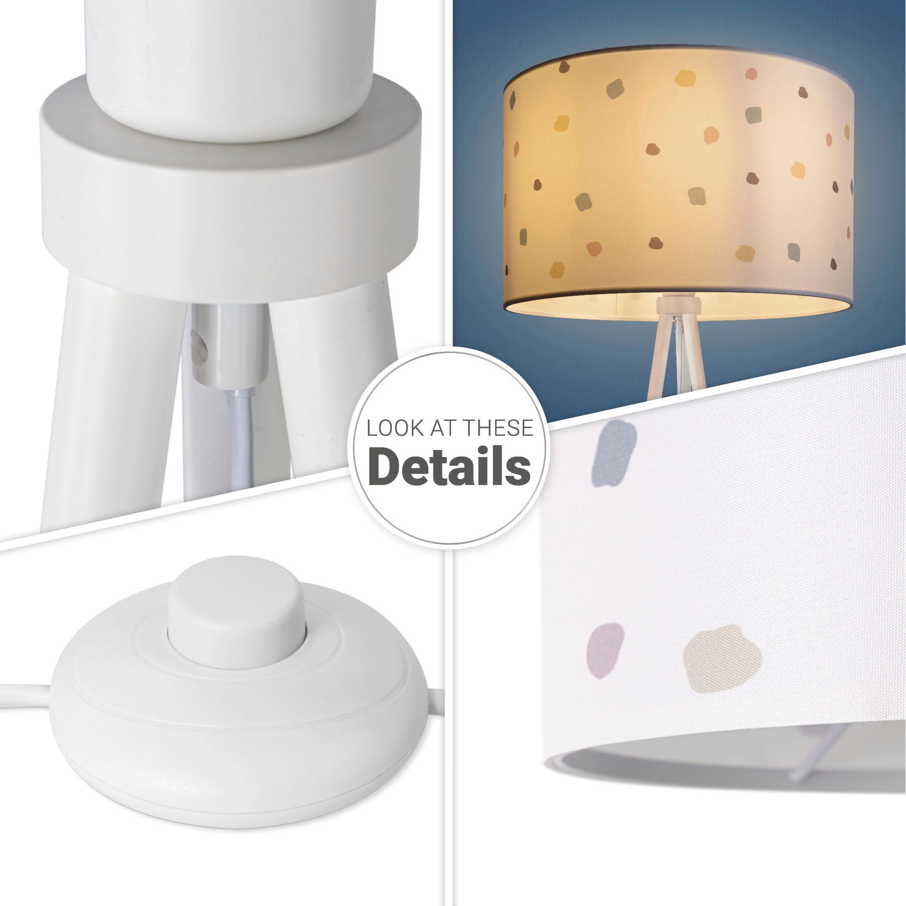 Paco Home Stehlampe »Trina Dots«, Dreibein Lampenschirm Rund Stoff  Standlampe Bunt Punkte Mit Stecker online kaufen | mit 3 Jahren XXL  Garantie