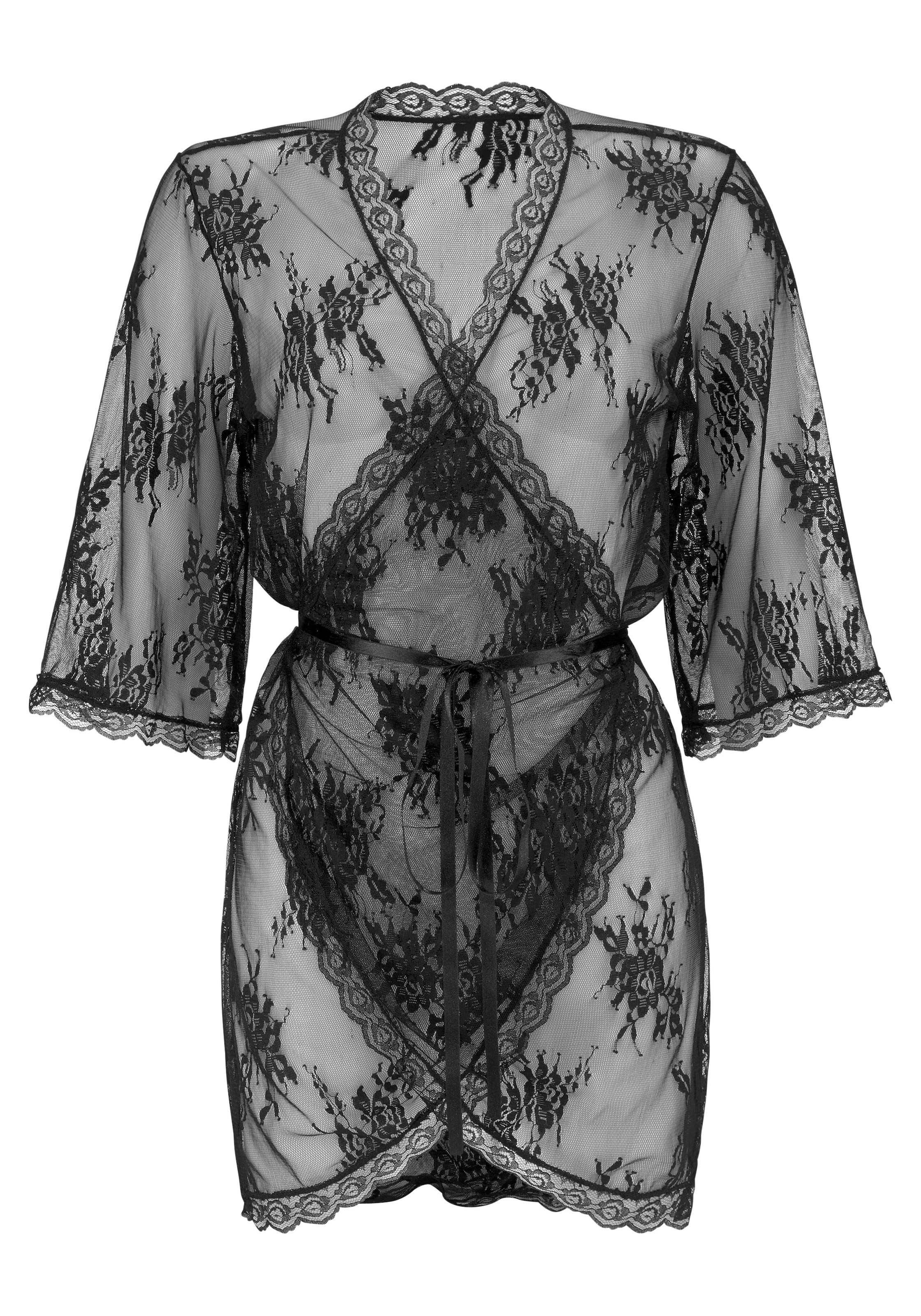 LASCANA Kimono, aus transparenter Spitze, sexy Dessous