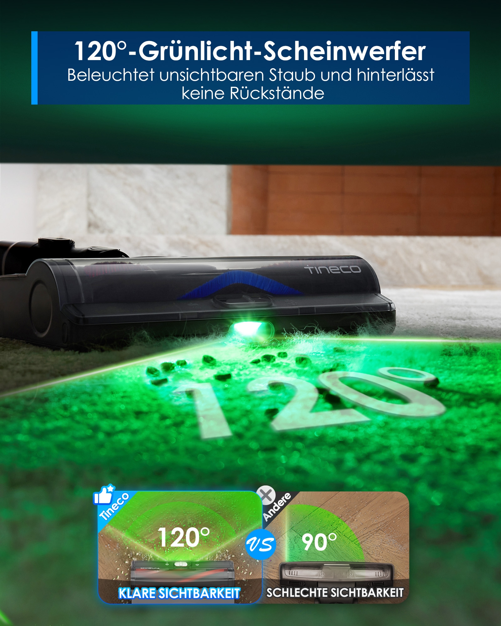 Tineco Akku-Hand-und Stielstaubsauger »Pure One S50 Pro«, Freistehende Ladestation, Anpassung der Saugleistung, 95Min Power-Akku