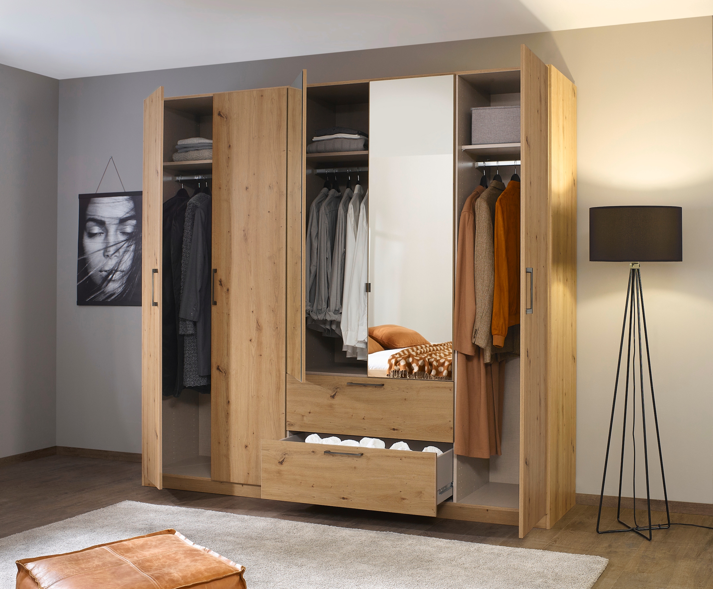 INOSIGN BY RAUCH Schlafzimmer-Set »Komplettschlafzimmer Schlafzimmer Challenger (Set 4-teilig)«, Schrank 2 Breiten, Bett 3 Breiten, 2 Nachttische MADE IN GERMANY