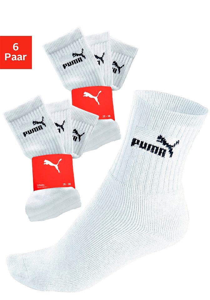 PUMA Sportsocken, (6 Paar), mit klassischer Rippe