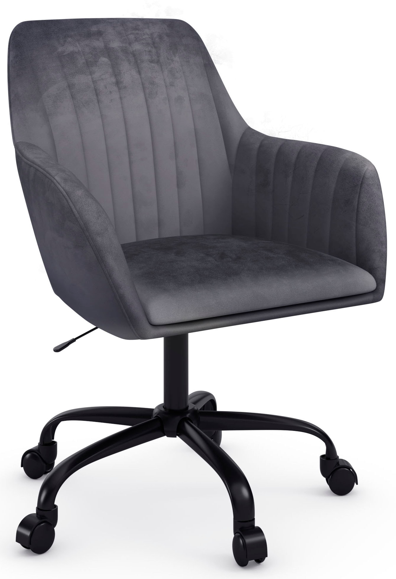 OTTO home Bürostuhl "Perry2" () eleganter Samtstuhl, schwarzes Drehkreuz,Polsterung in Längsnaht-Optik