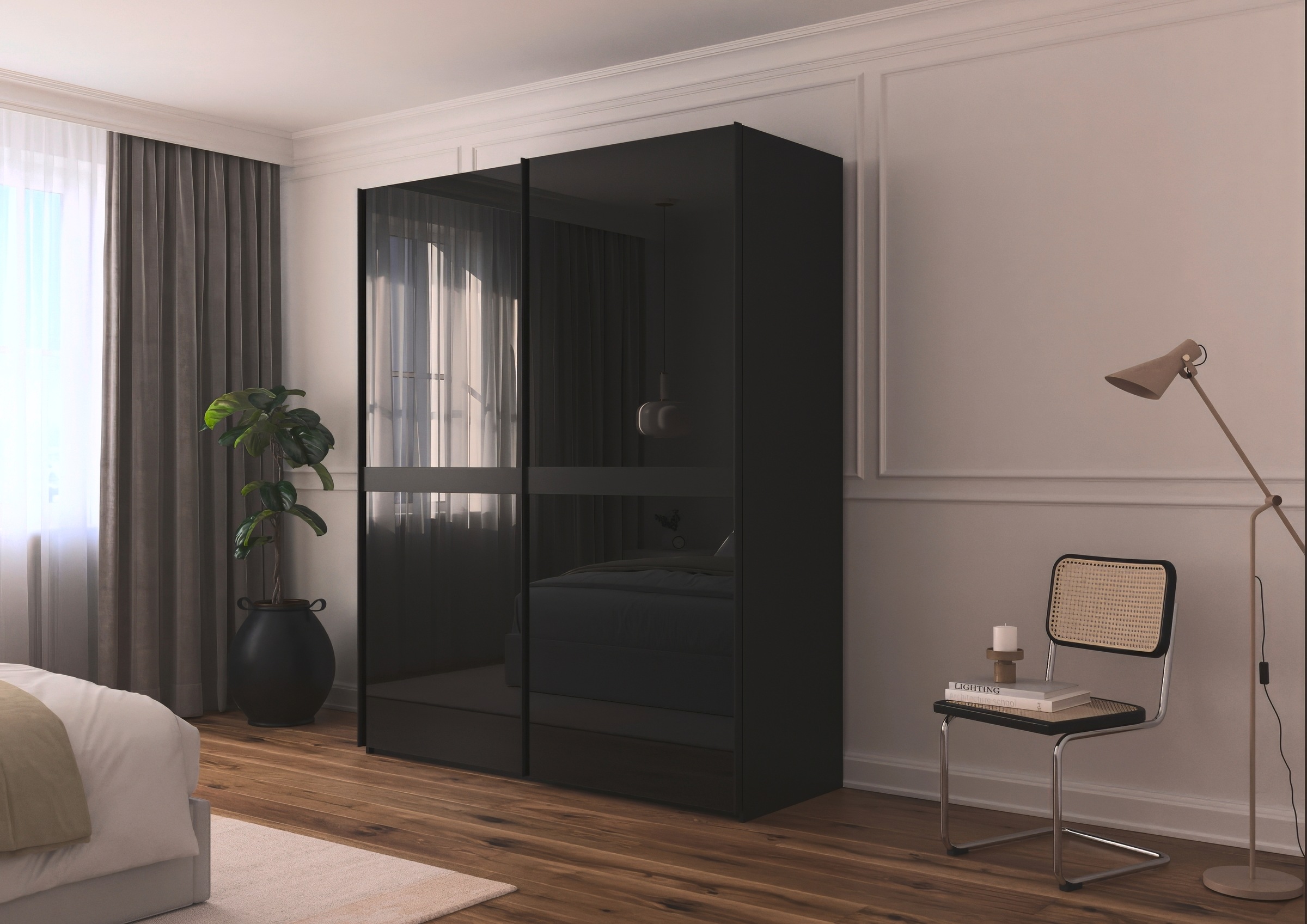 rauch Schwebetürenschrank »Kleiderschrank Schrank Garderobe Schlafzimmerschrank SCALE-LINE« edle Optik mit Bauchbinde in Korpusfarbe mit Glasfront MADE IN GERMANY