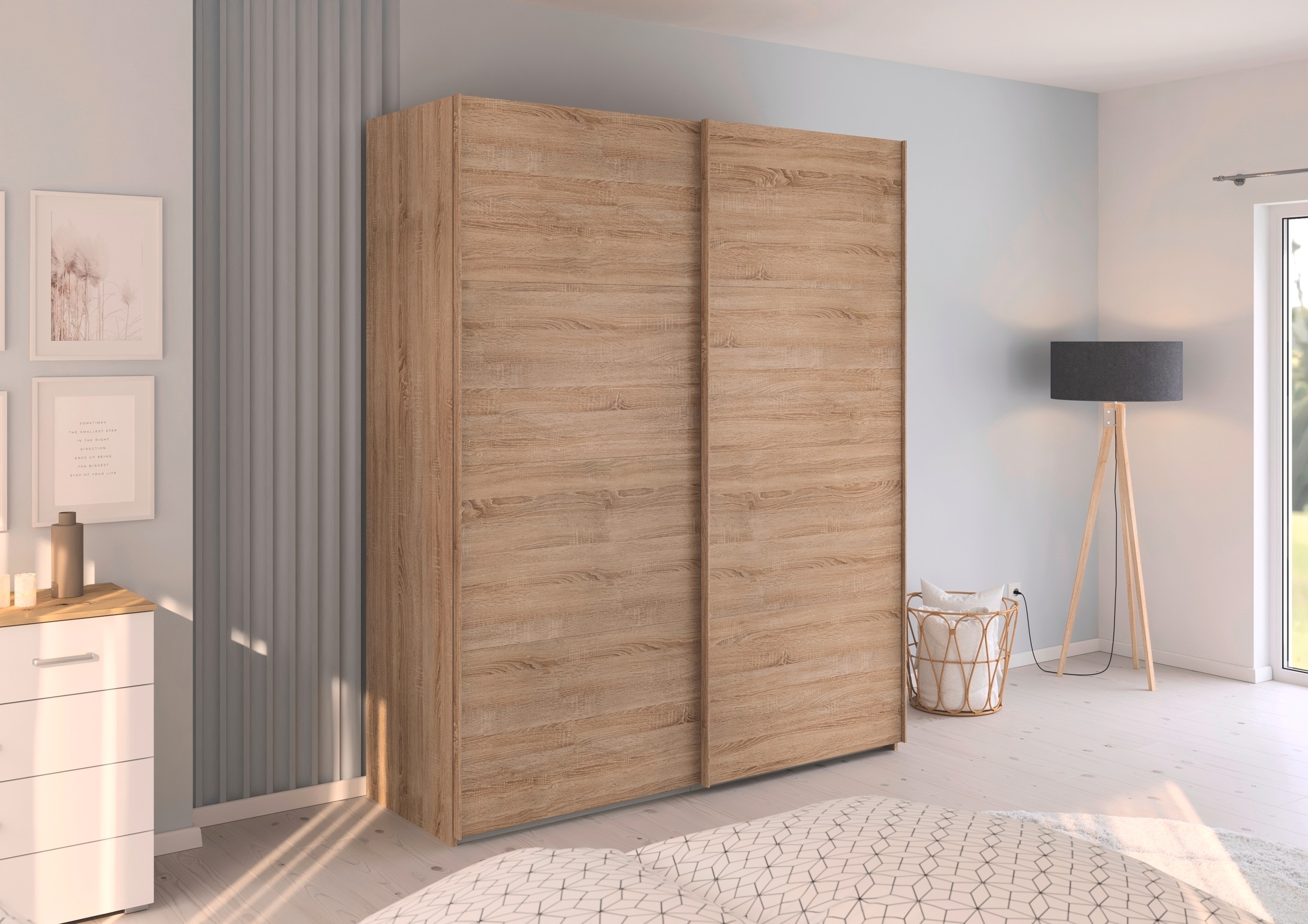rauch Schwebetürenschrank »Kleiderschrank Schrank Garderobe Schlafzimmerschrank EVELYN«, in elegantem Stil, in 5 Breiten, Griffe in Korpusfarbe MADE IN GERMANY