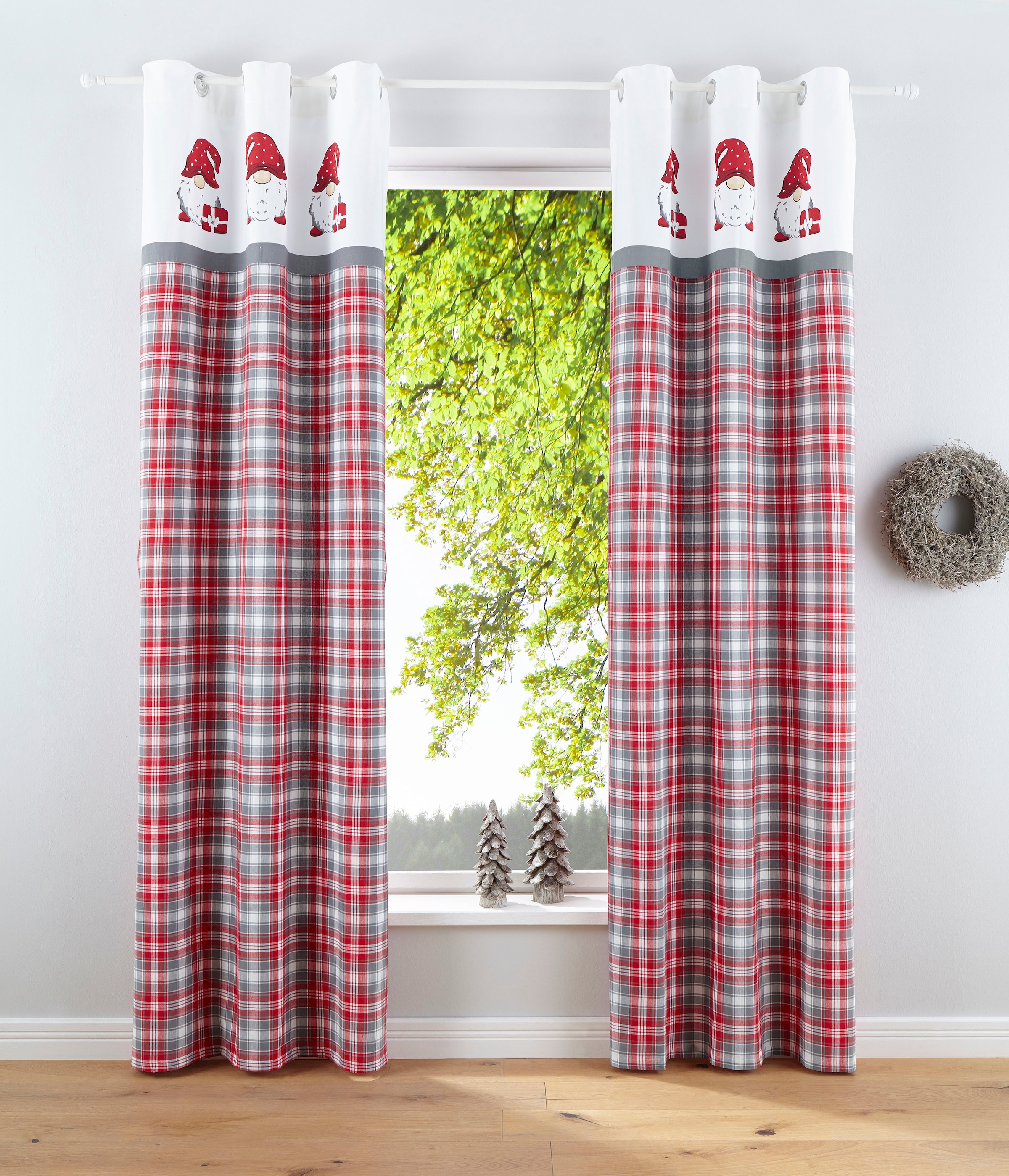 my home Vorhang »Wichtel«, (1 St.), Blickdicht, Baumwolle, weihnachtliches  Design