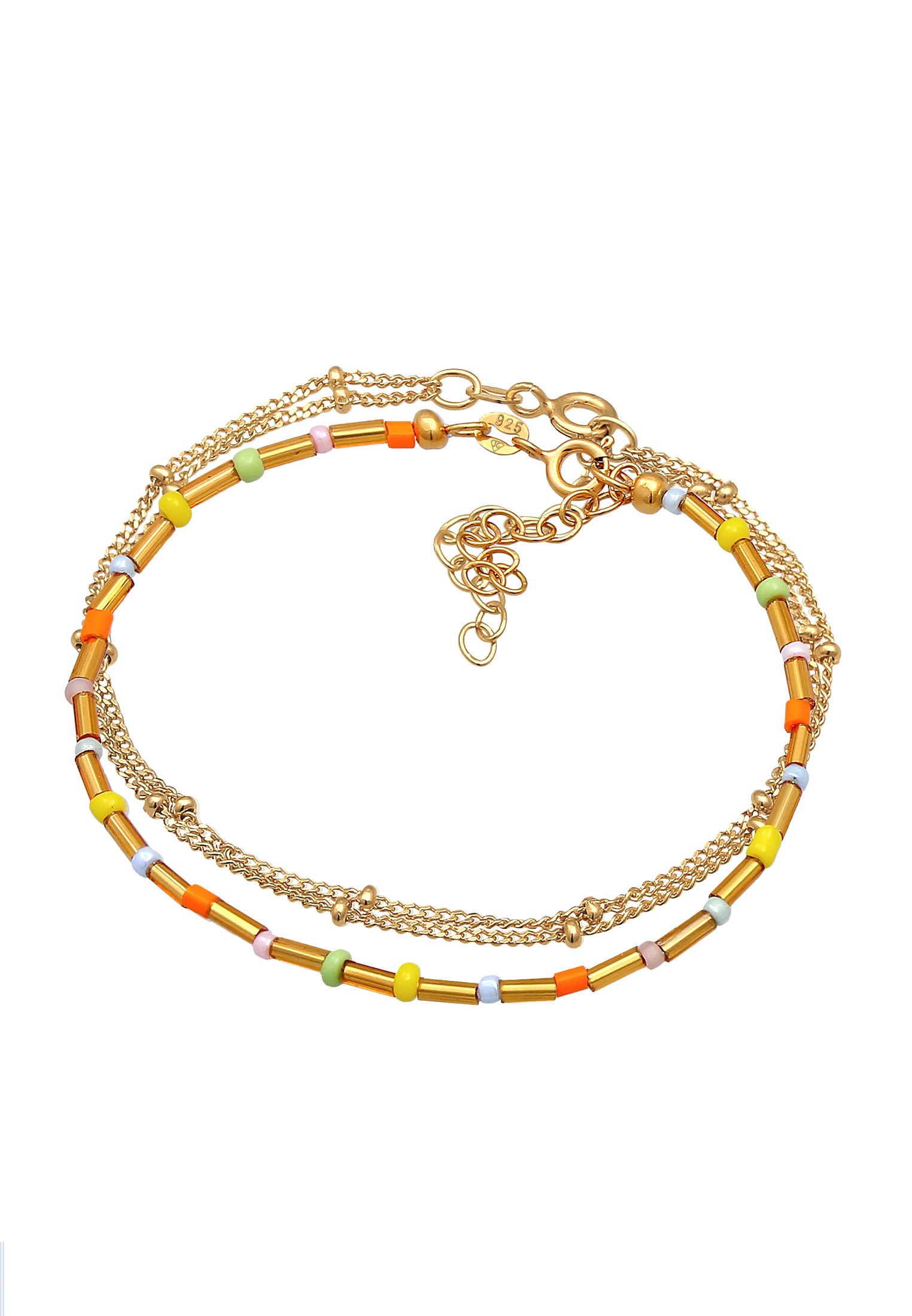 Elli Armkette »Armband Layer Kugel Glas Beads Bunt 2er Set 925er Silber«