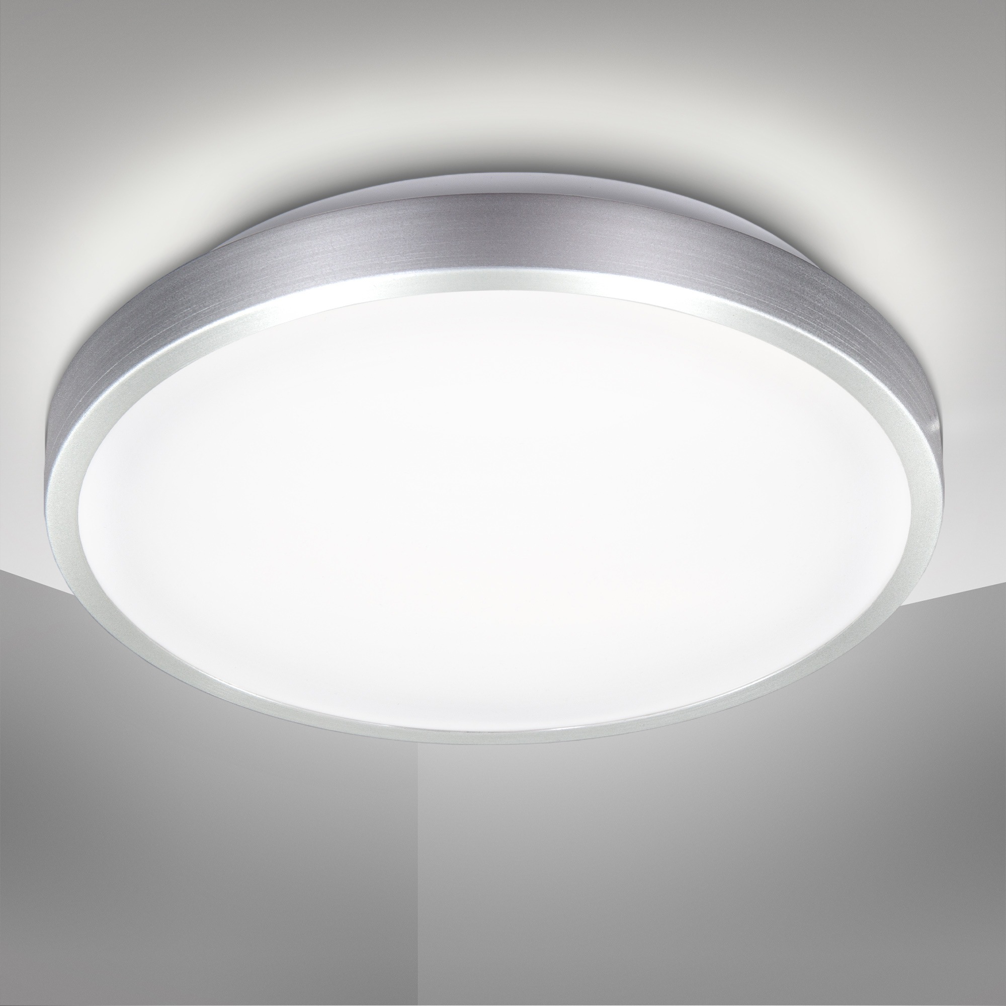 B.K.Licht LED Deckenleuchte, Material: Kunststoff-Metall, Farbe: weiß-titan, inkl. 1 x LED-Platine, 15 Watt, 1.500 Lumen, 4.000 Kelvin, nicht dimmbar