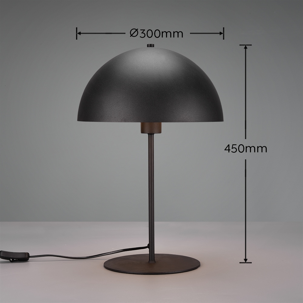 Leonique Tischlampe »MANON, Tischlampe Pilzform Höhe 45cm Ø 30cm, exkl 1x E27 Leuchtmittel«, 1 flammig, Leuchtmittel E27 | Leuchtmittel wechselbar, Schreibtisch Leuchte Schirm innen gold, Schnurschalter mit 180cm Kabel