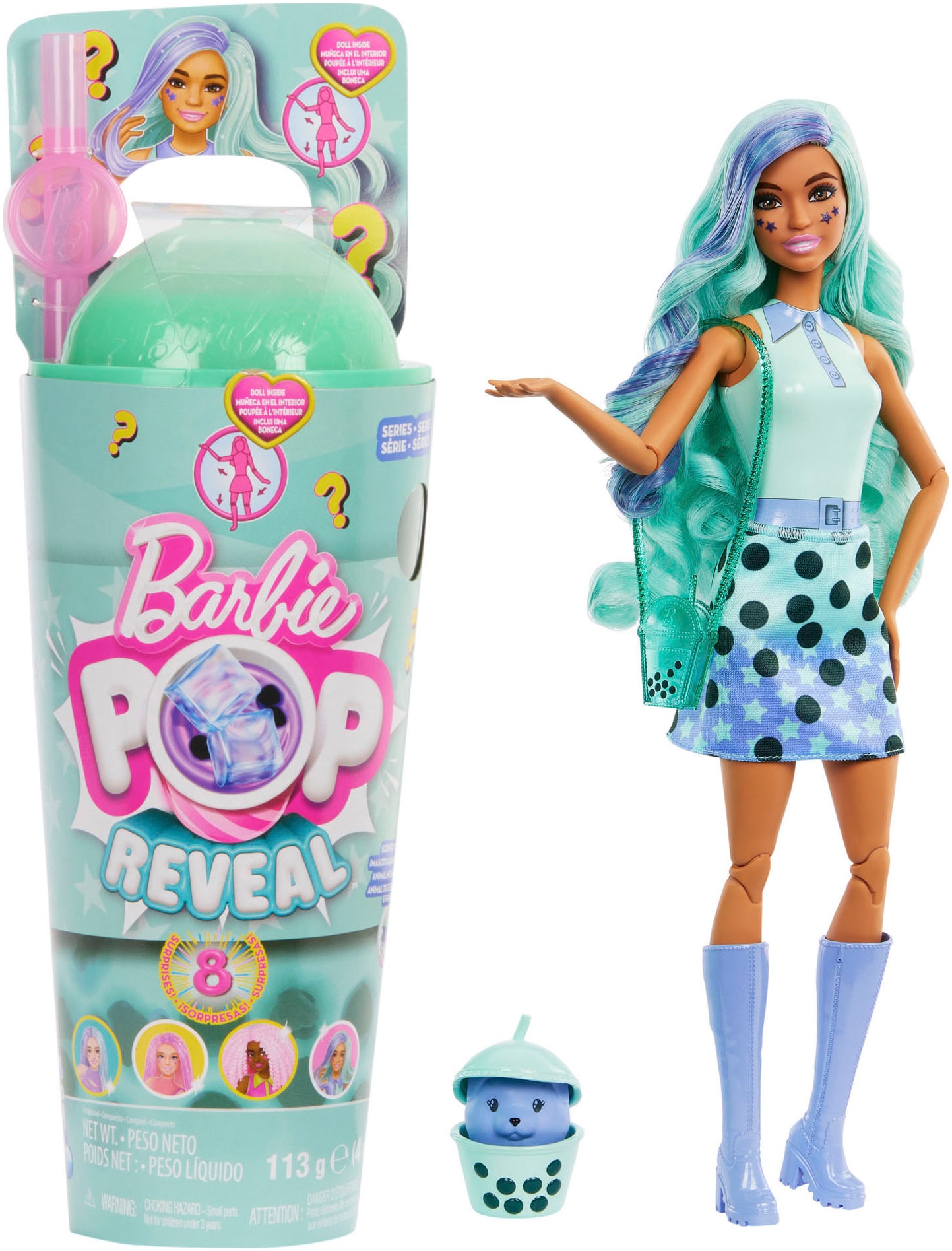 Anziehpuppe »Pop Reveal Bubble Tea Serie mit duftender Green-Tea-Modepuppe«, mit...