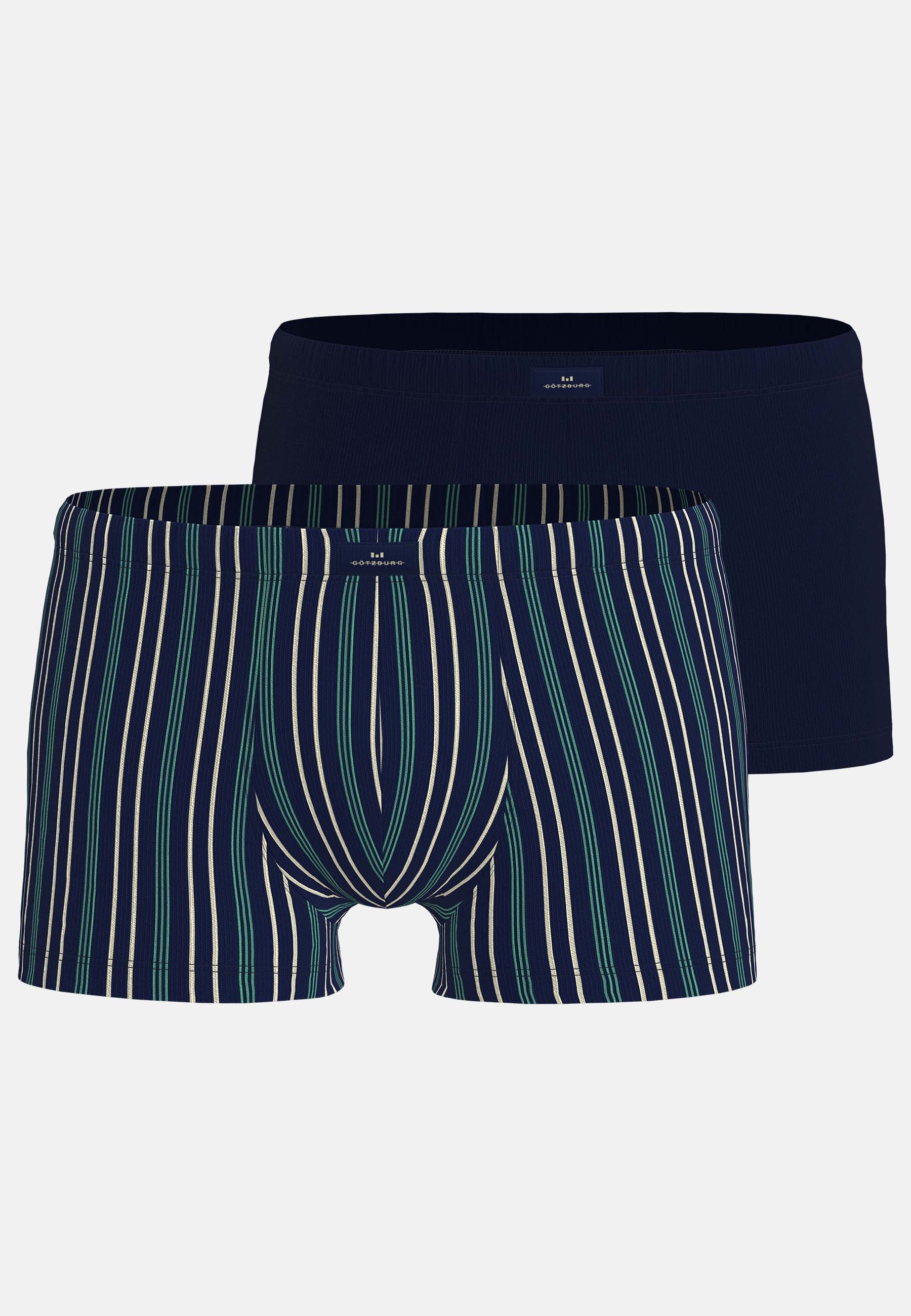 GÖTZBURG Retro Pants »Edingburgh« 2er Pack,  gestreift, basic, kurz, eng, atmungsaktiv, mit Logo, Baumwollmix