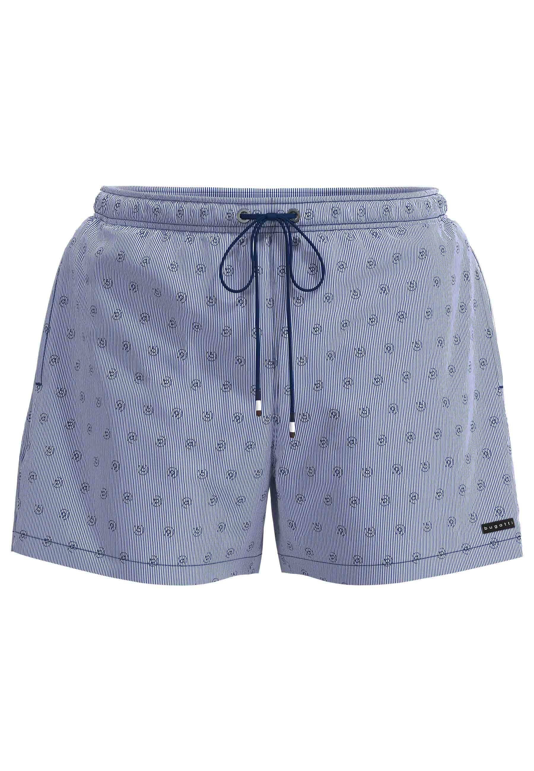 bugatti Badeshorts mit Logodruck, gestreift, mit Kordelzug, bequem