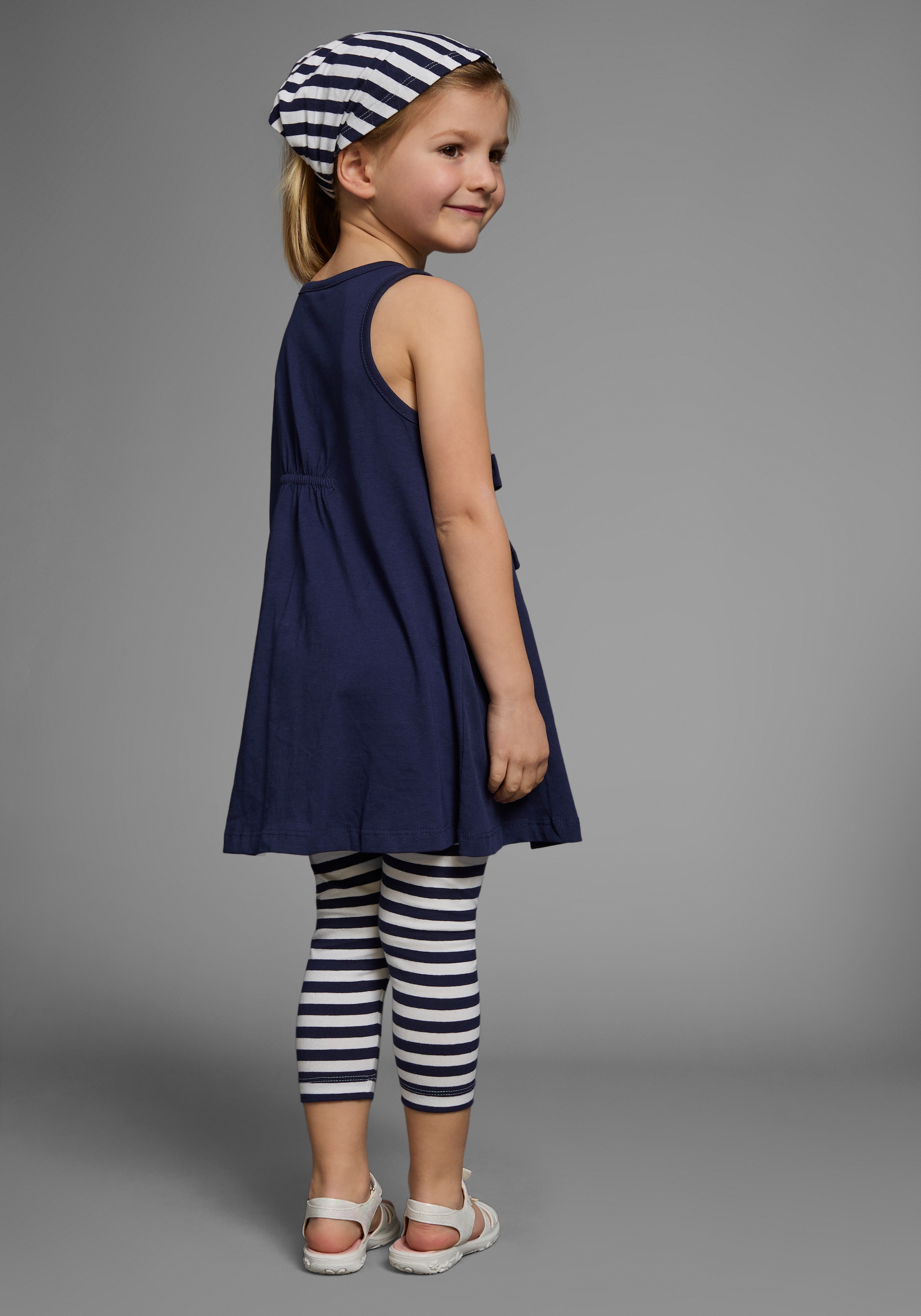 KIDSWORLD Kleid, Leggings & Haarband »3tlg. Set: Kleid, Capri und Haarband geringelt«, Capri und Haarband maritim geringelt