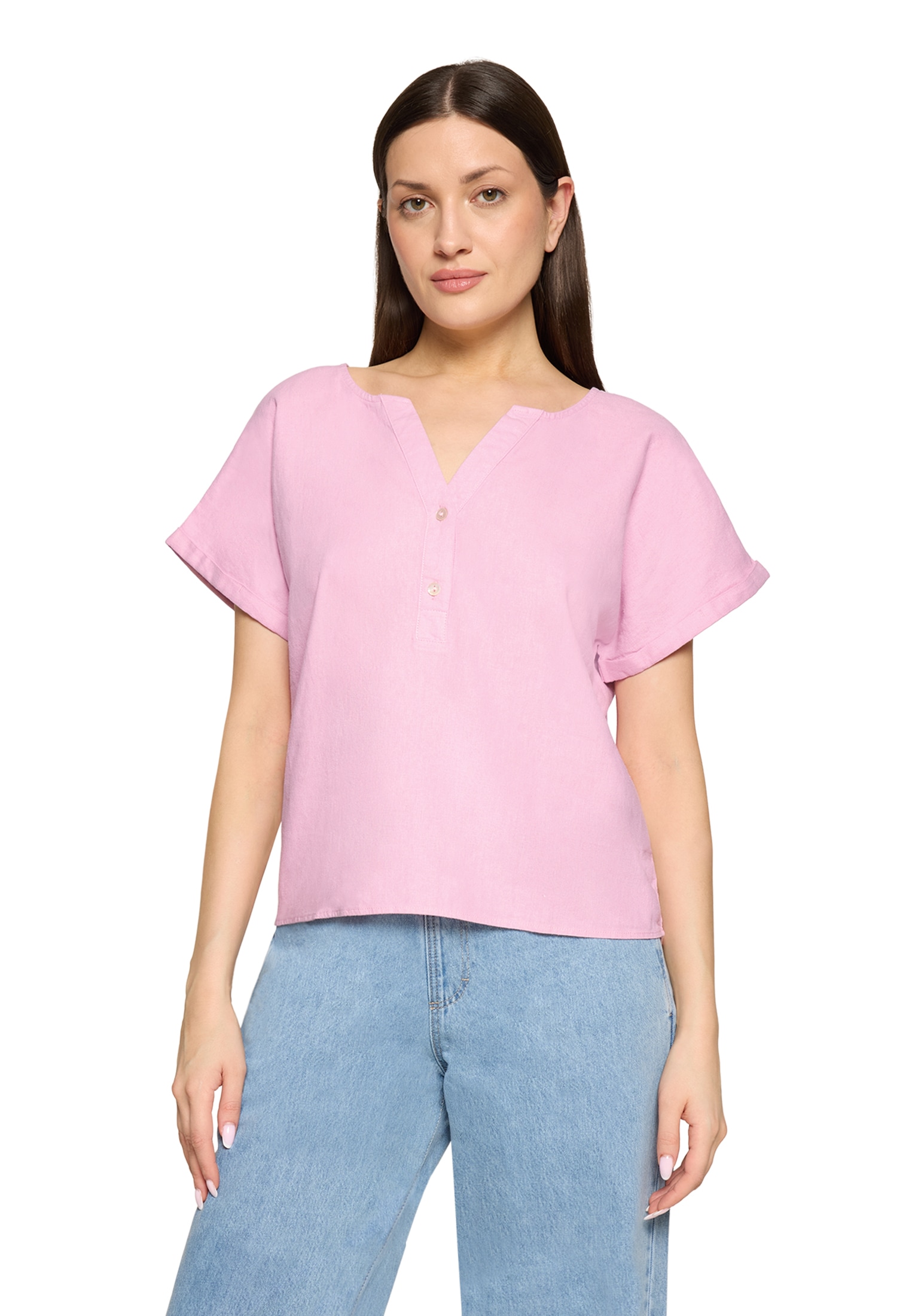 Cartoon Klassische Bluse »Leinenbluse mit Ärmelaufschlag«