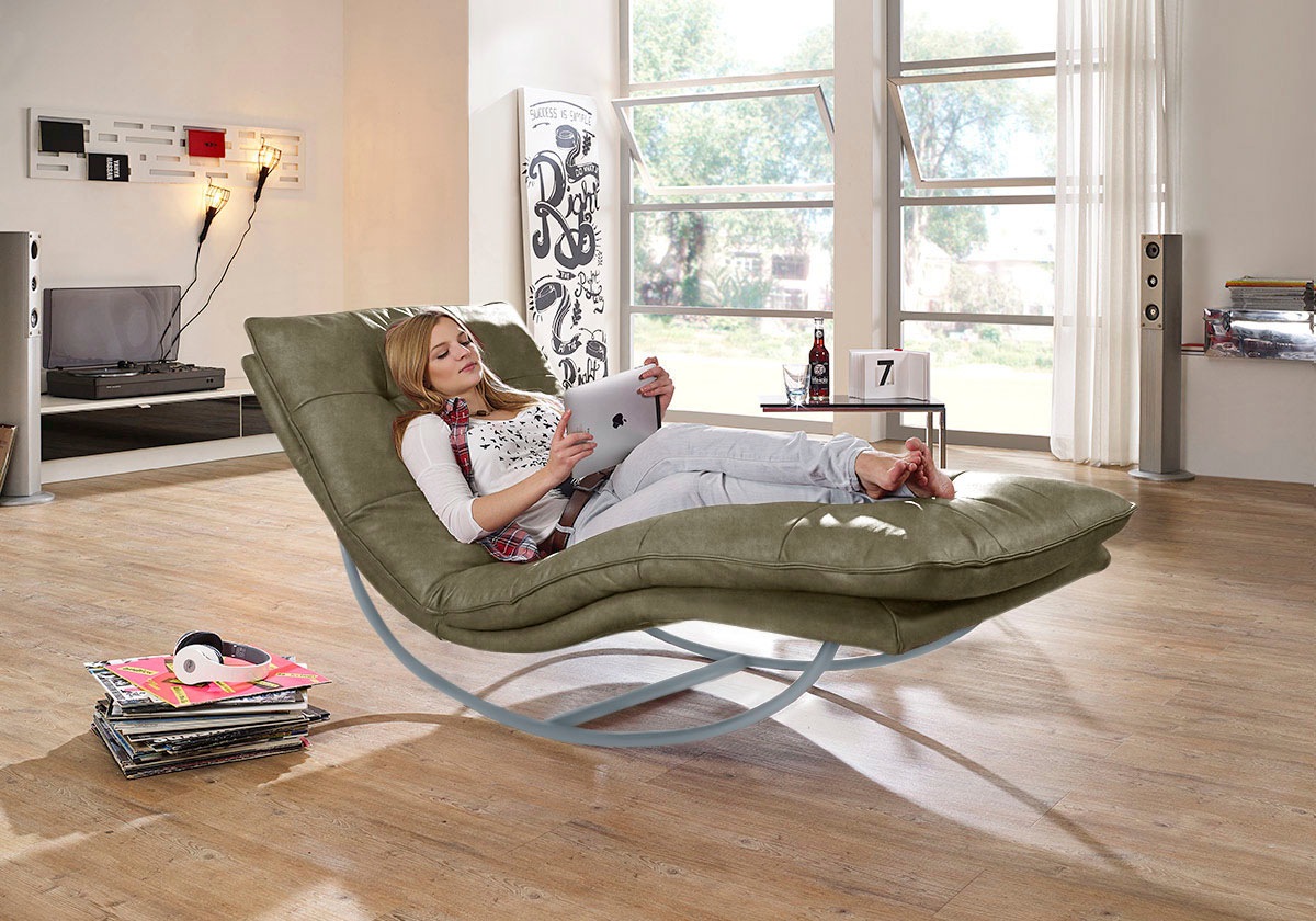 W.SCHILLIG Relaxliege »daily dreams«, in Waffelkissen-Optik, Schaukelgestell silber matt, in 2 Breiten