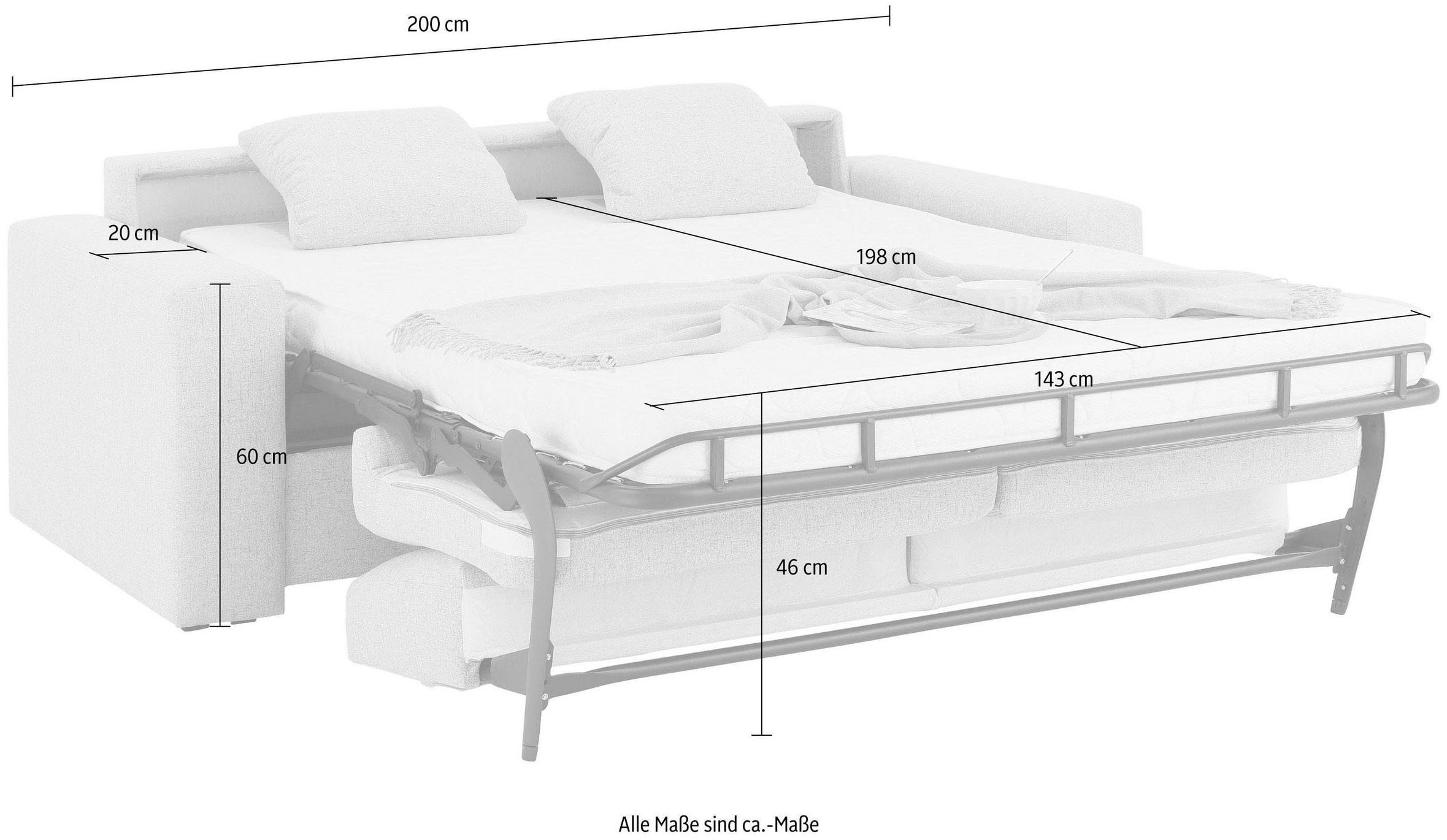 Home affaire Schlafsofa »Roma  Matratzenhöhe 14 cm« Dauerschlaffunktion, mit Unterfederung, Lattenrost, Matratze