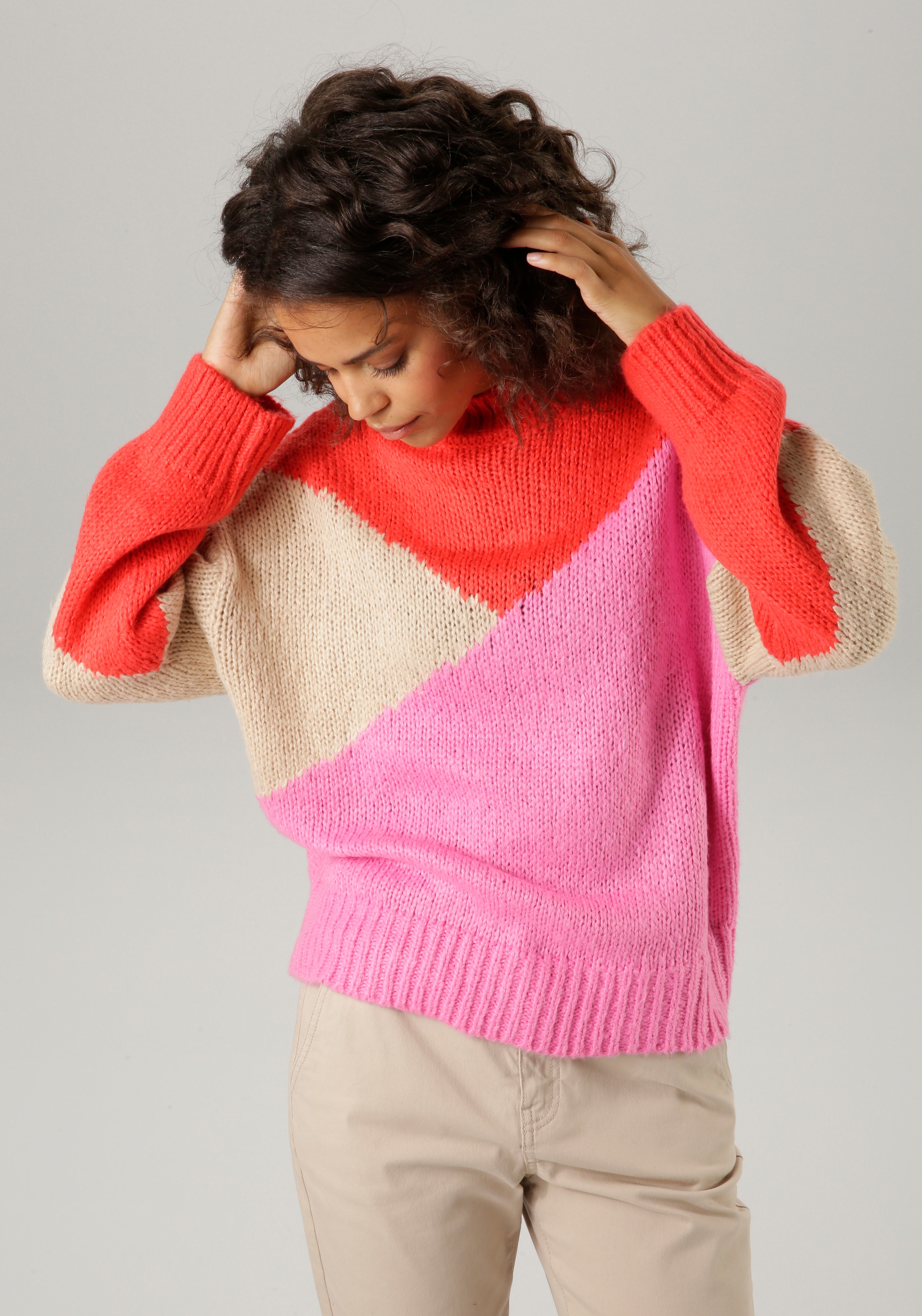 Strickpullover, im farbenfrohen Colorblocking