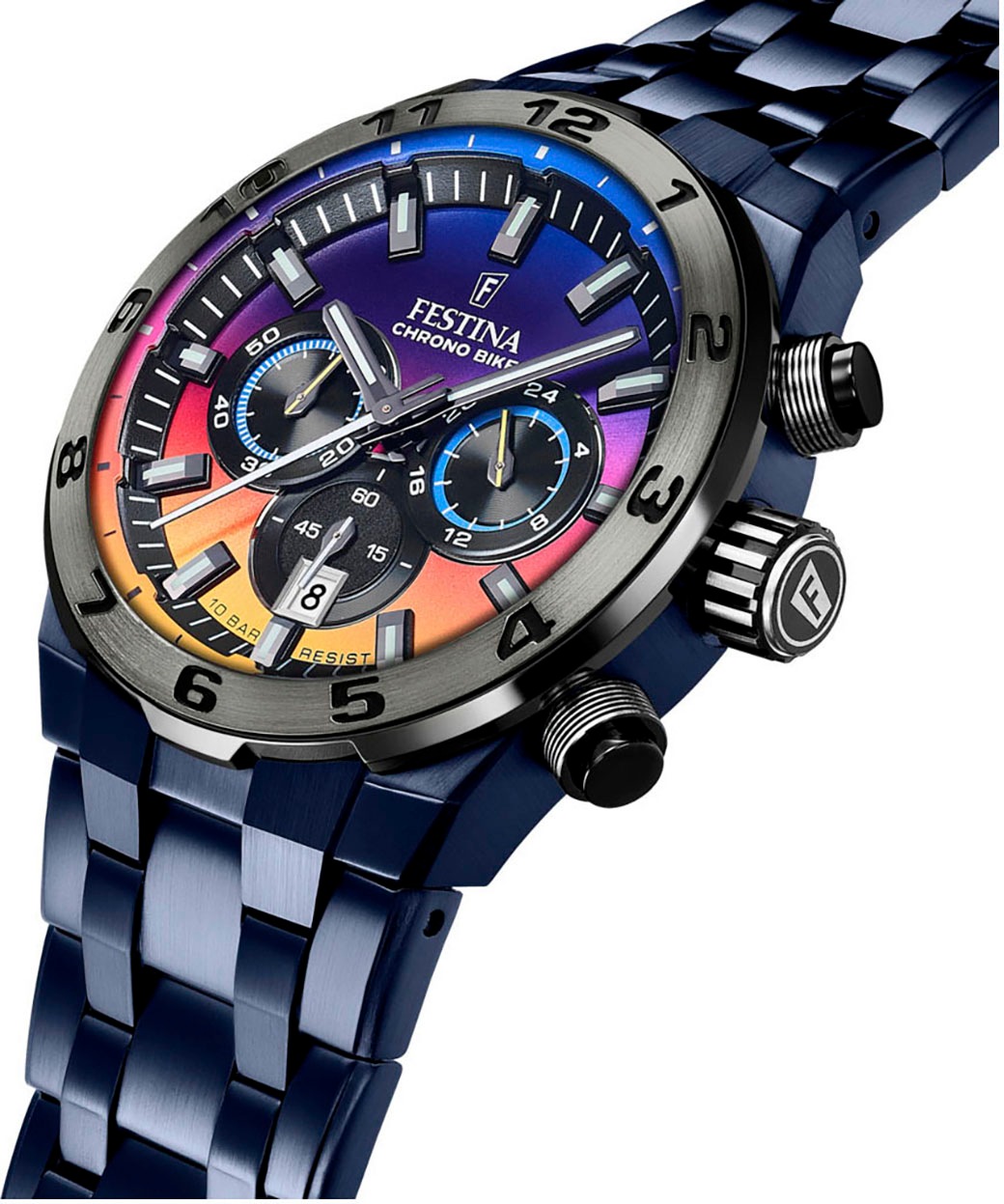 Festina Chronograph »Chrono Bike 2024 - Special Edition«, (Set, 3 tlg., mit Wechselband und Werkzeug), Quarzuhr, Armbanduhr, Herrenuhr, Edelstahlarmband