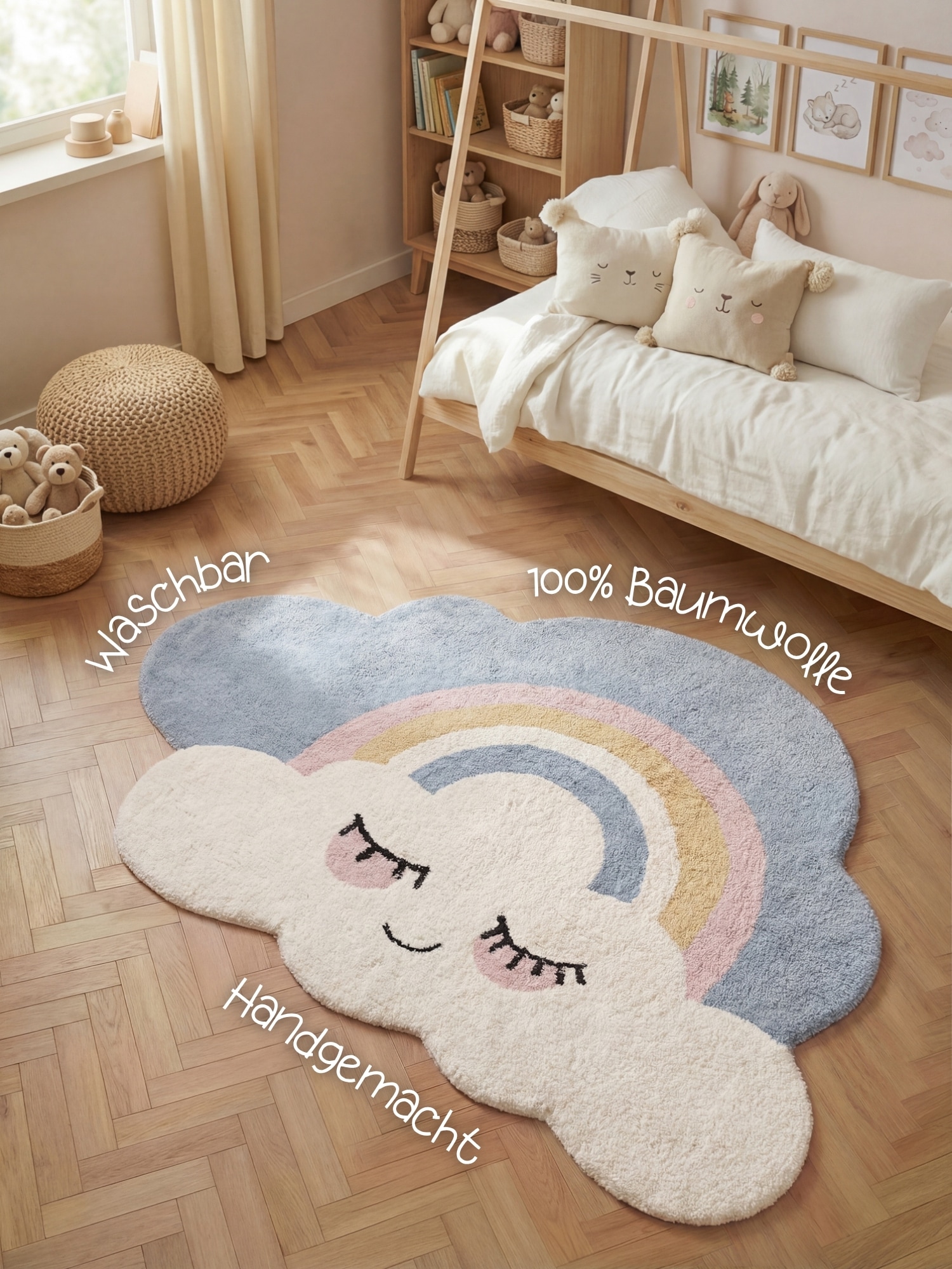 HANSE Home Kinderteppich »Nappi« rechteckig 10 mm Höhe Waschbar, Handgemacht, Weich, Rutschfest, Spielteppich Kinderzimmer