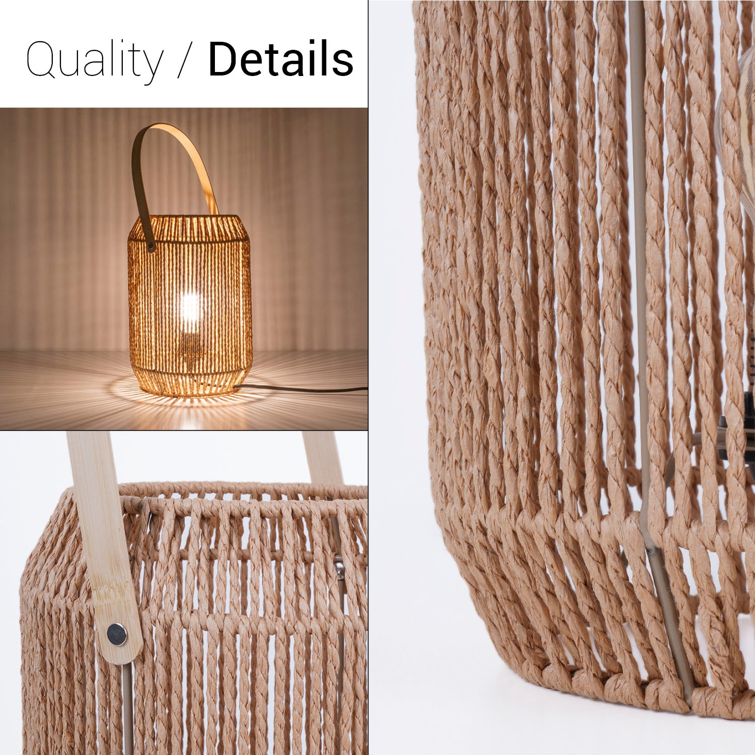 Paco Home Tischleuchte »NANDO«, Leuchtmittel E27 | ohne Leuchtmittel, Tischlampe Schreibtischlampe Beistelltisch Lampenschirm Boho Korb E27