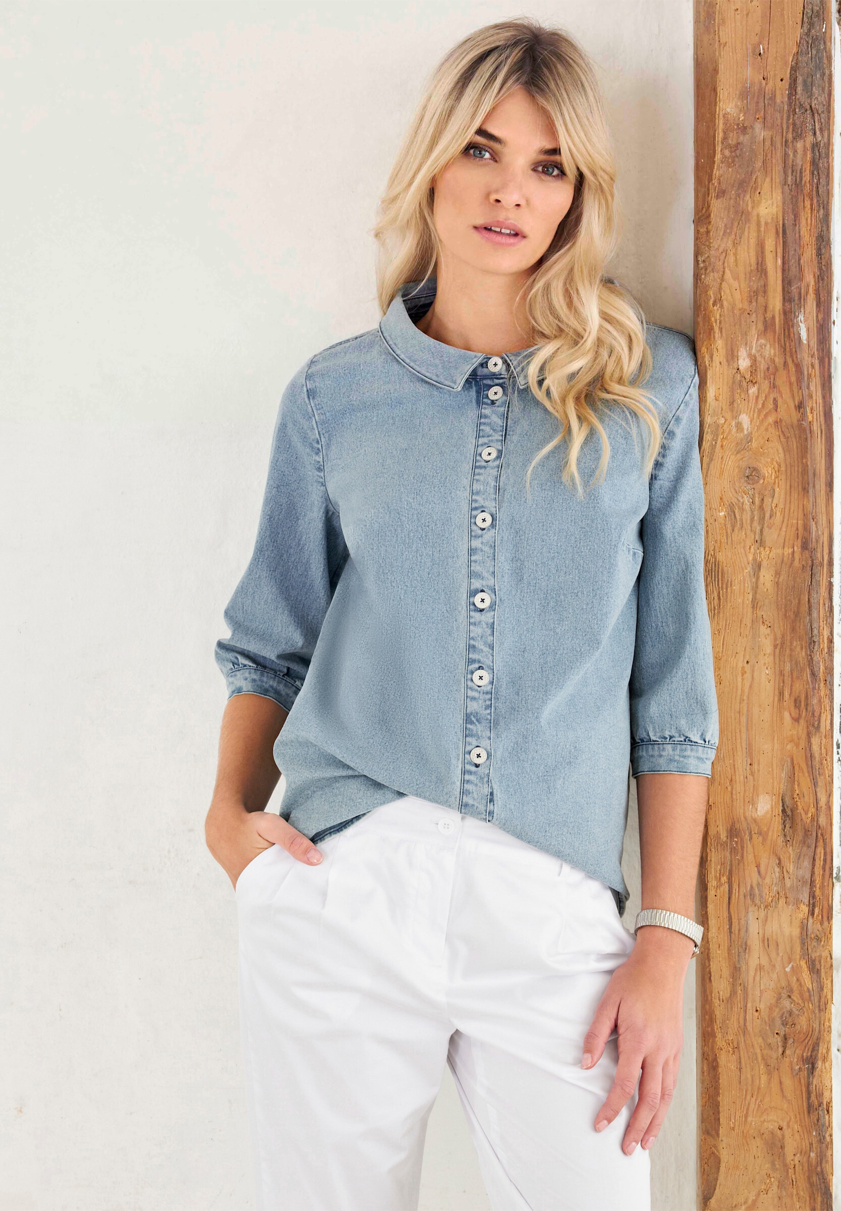heine Jeansbluse »Jeansbluse Jeansbluse in leichter Used-Waschung«