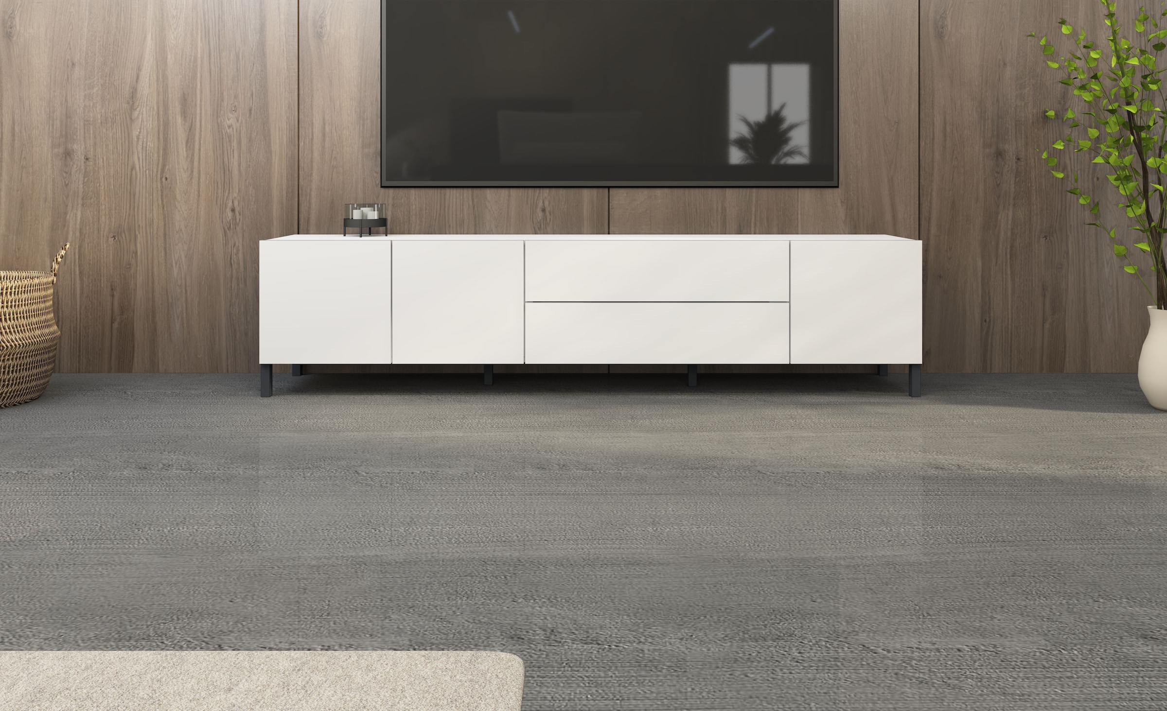 borchardt Möbel Lowboard "Sophia, Tv-Schrank Breite 190 cm" 3 Türen und 2 Schubkästen, Metallfüße