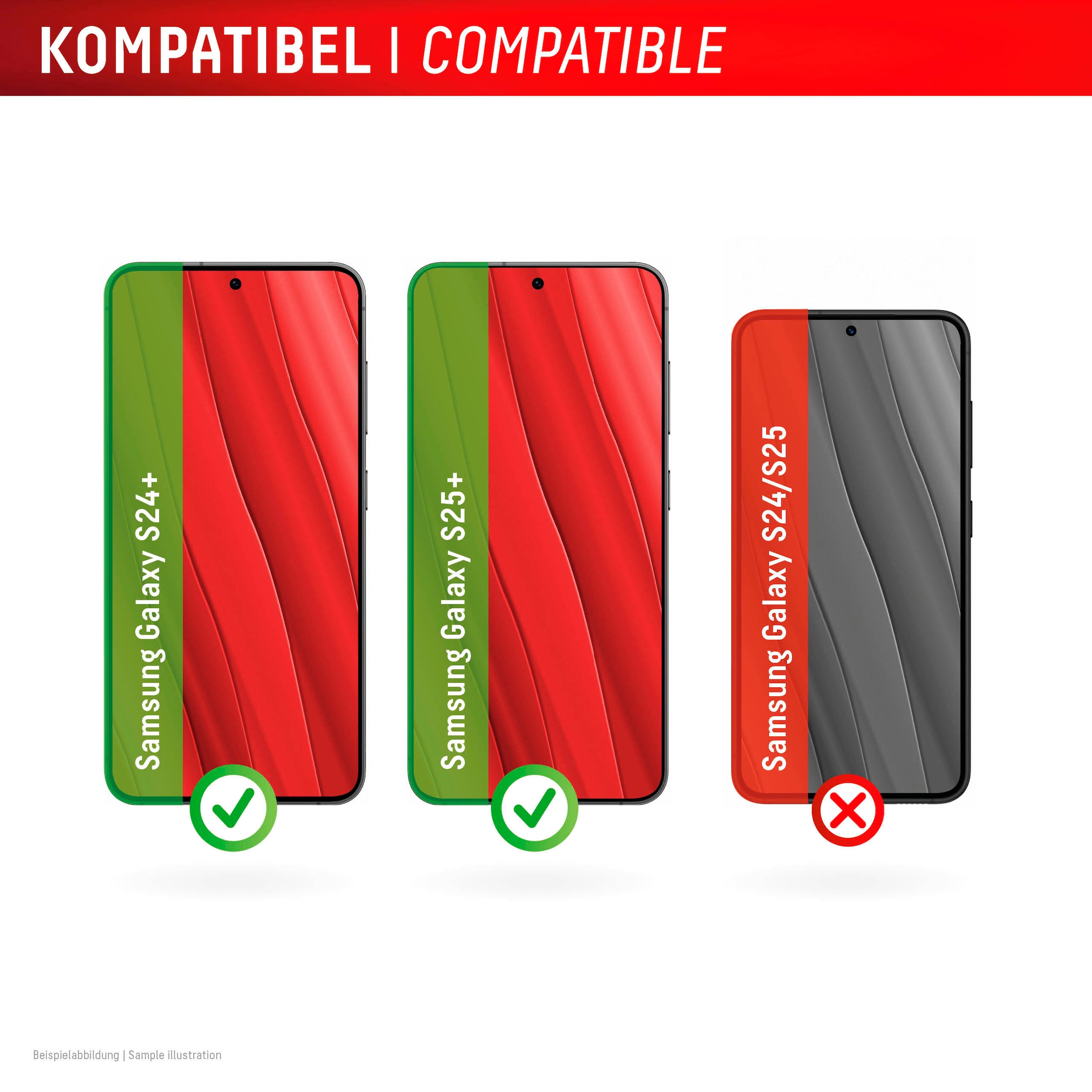 Displex Displayschutzglas »Real Glass« für Samsung Galaxy S24+;Samsung Galaxy S25+ Displayschutzfolie Displayschutz kratzer-resistent 10H splitterfest