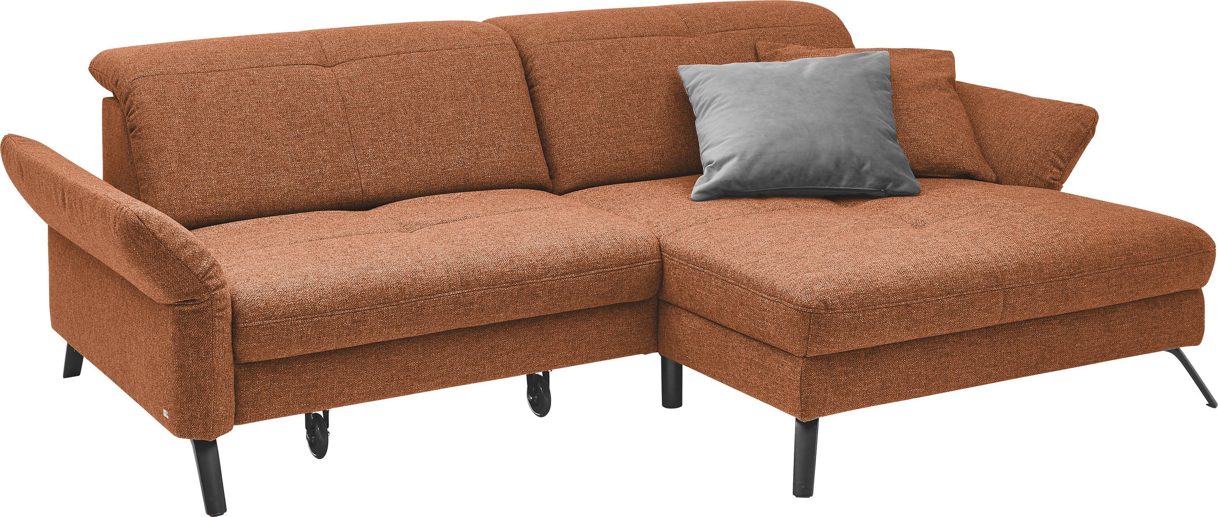 set one by Musterring Ecksofa »SO 4400 V«, wahlweise mit motorischer Bettfunktion & Kopfverstellung, Fuß schwarz
