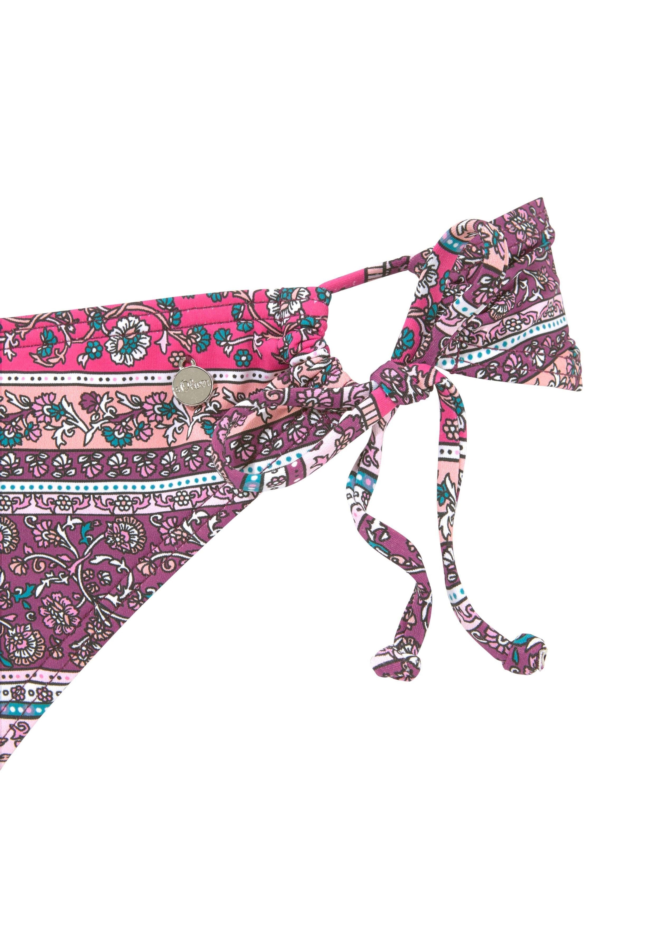 s.Oliver Bügel-Bikini mit geblümtem Print und Raffung