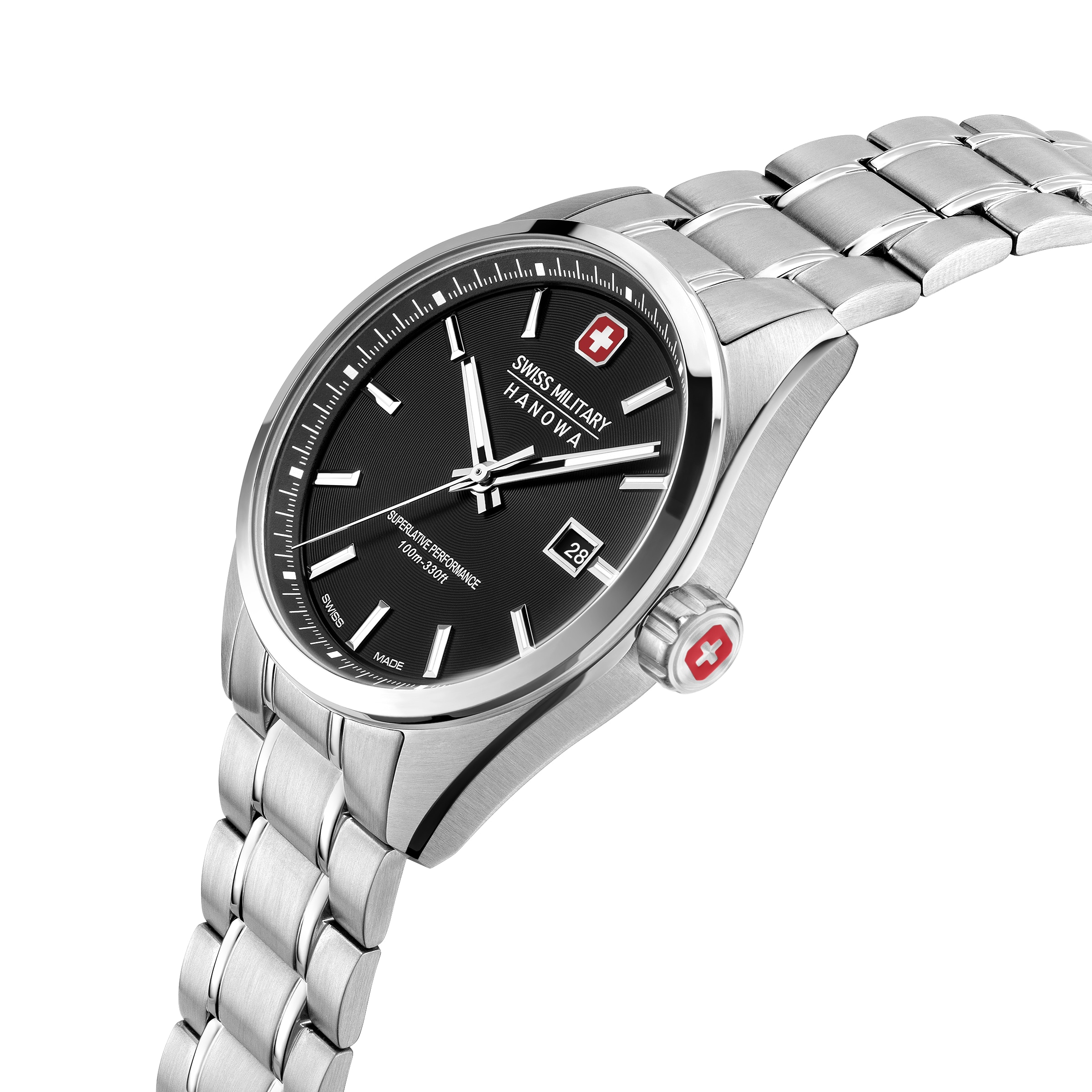 Swiss Military Hanowa Quarzuhr »Pioneer« Armbanduhr, Herrenuhr, Swiss Made, Edelstahlarmband, analog, Tag