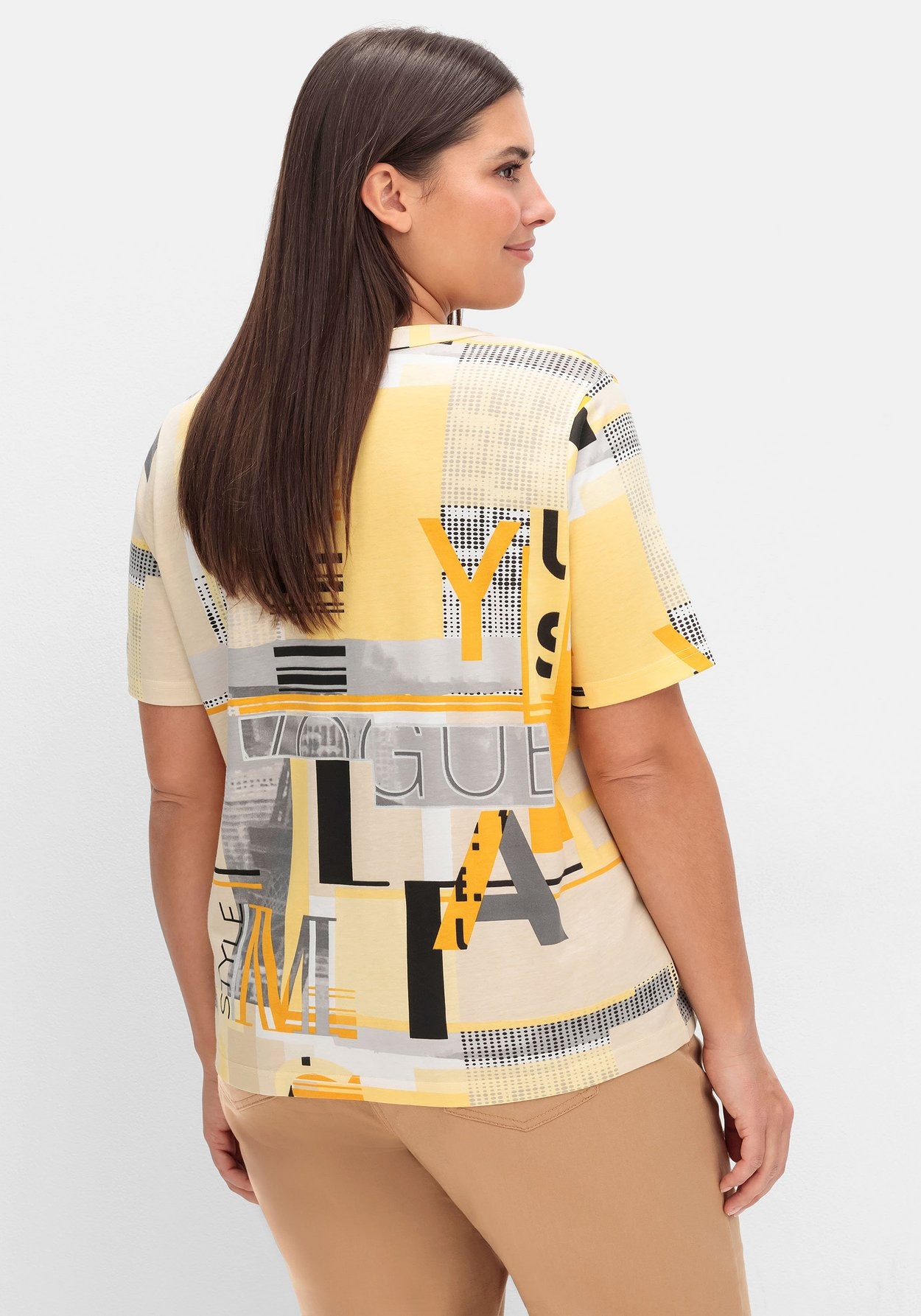 Sheego T-Shirt »Shirt mit Grafikprint und Knopfleiste«