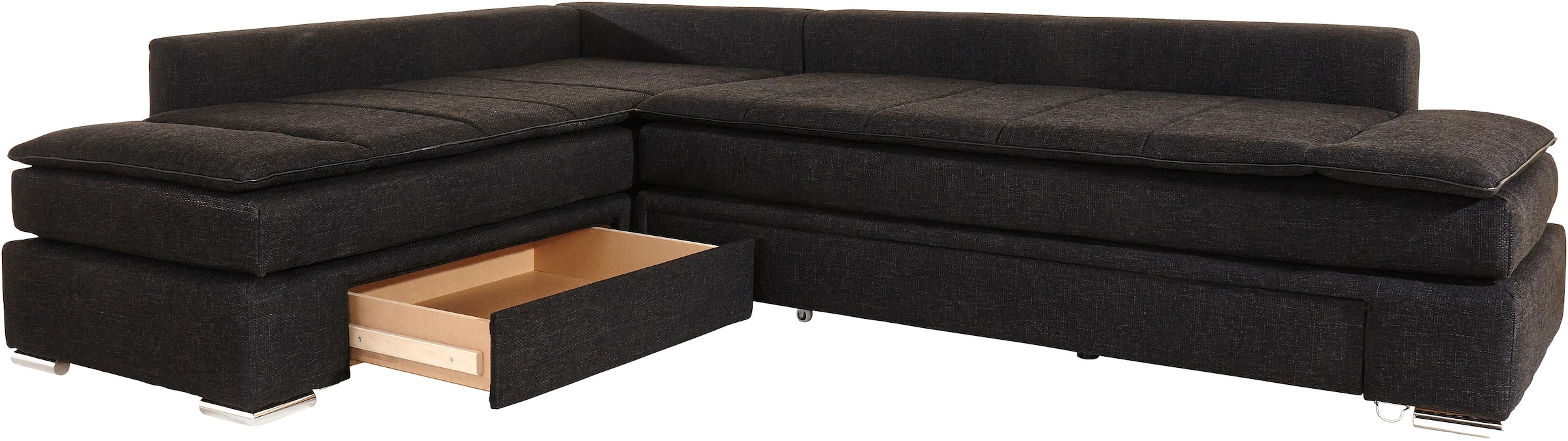 INOSIGN Ecksofa »Boxspringbett Night & Day L-Form mit Dauer-Schlaffunktion o. Armlehnen«, mit Boxspring-Bettfunktion 164x200 cm und Bettkasten, Dauerschläfer!