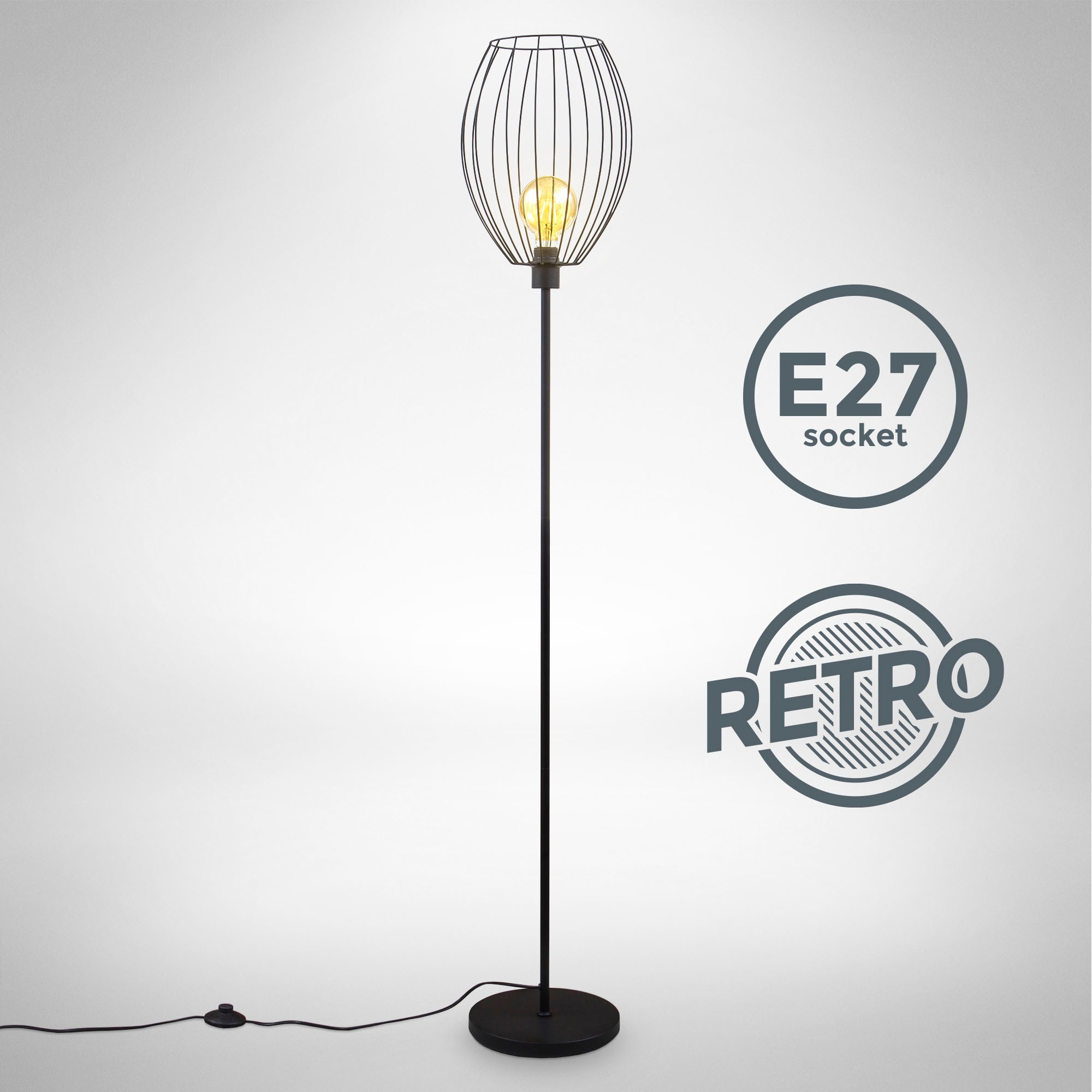 B.K.Licht Stehlampe »BK_ST1459 Metall-Stehleuchte, Schwarz«, 1 flammig-flammig,... kaufen