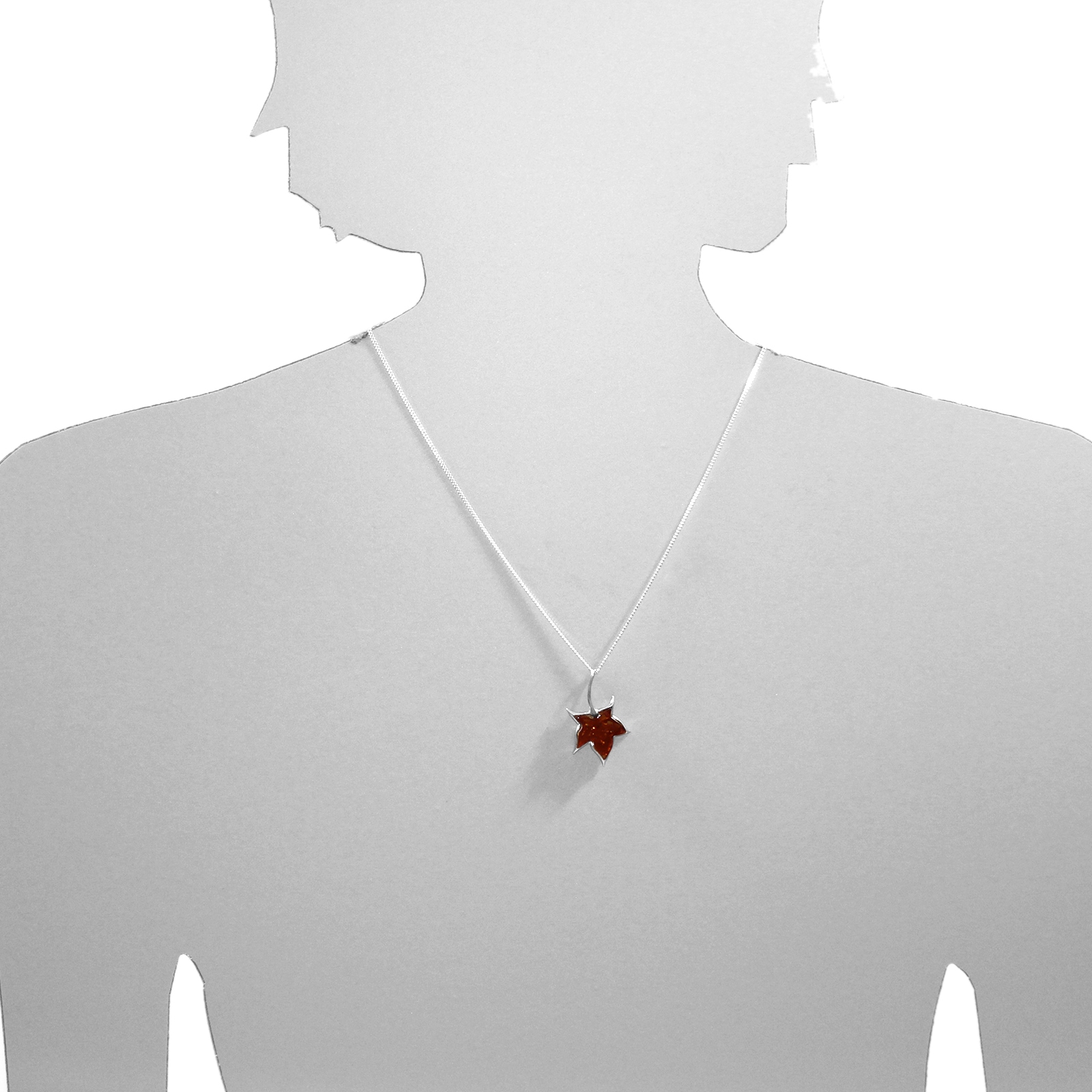 OSTSEE-SCHMUCK Kette mit Anhänger »- Ahornblatt - Silber 925/000 - Bernstein«